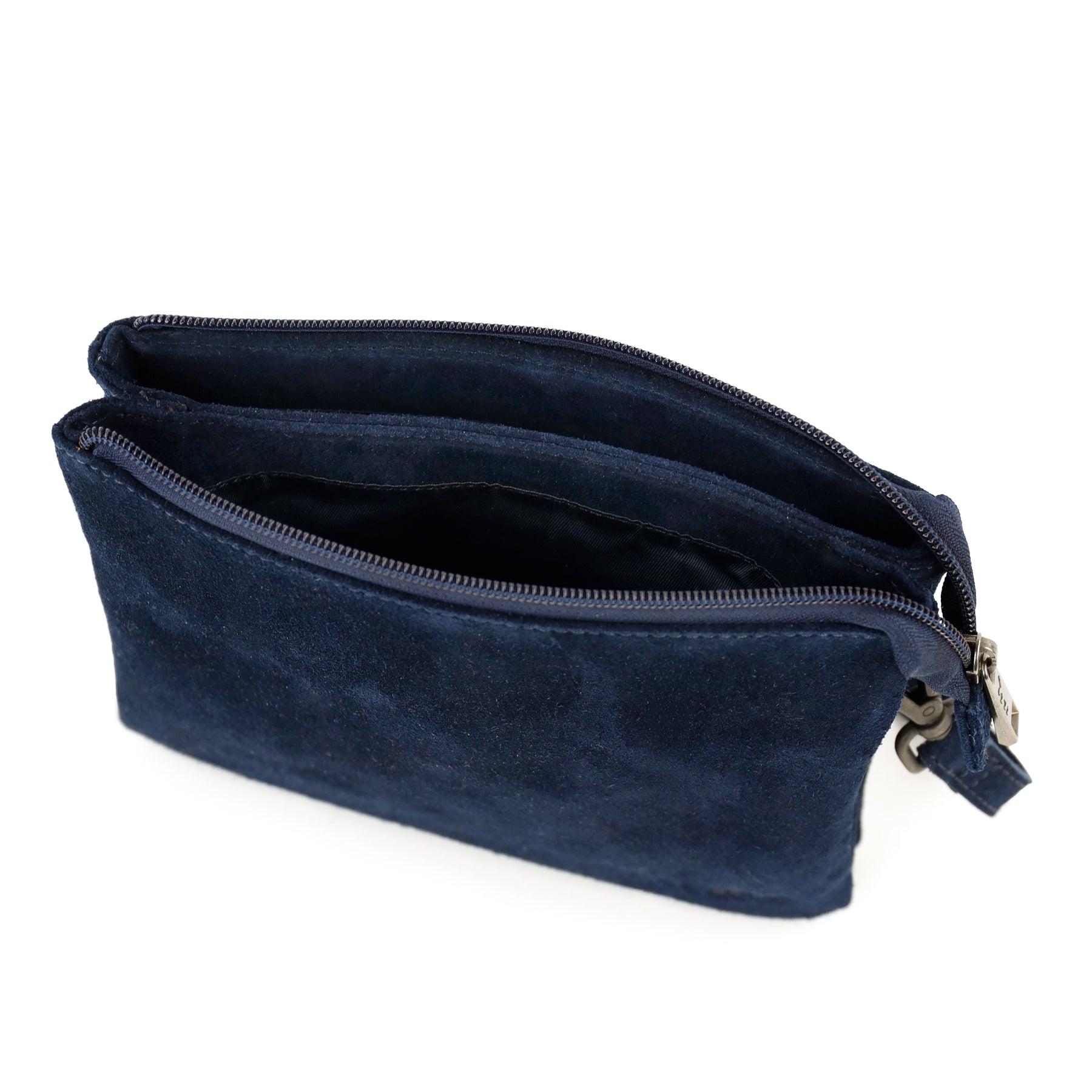 Suede shoulder bag 'Marthe' dark blue