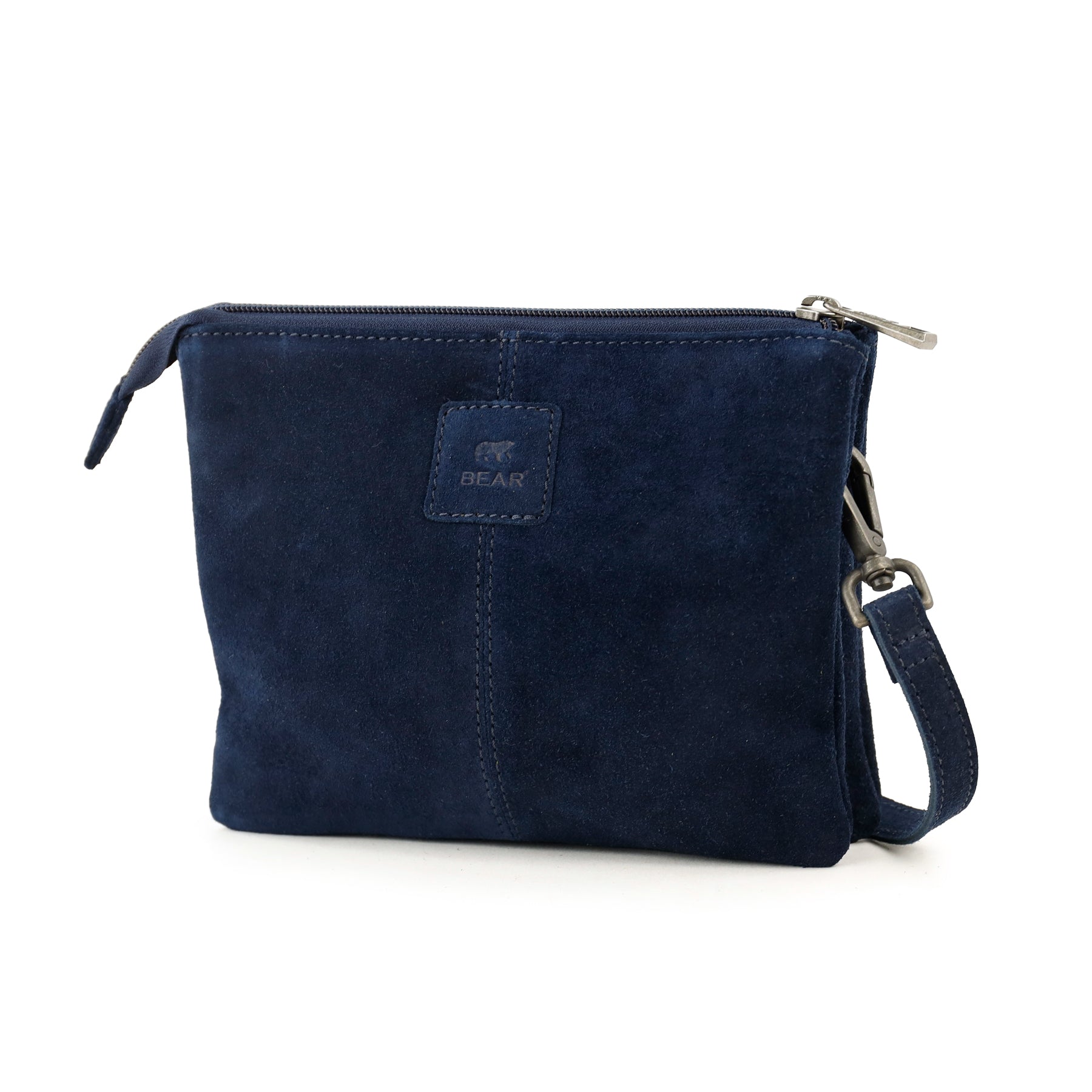 Suede shoulder bag 'Marthe' dark blue