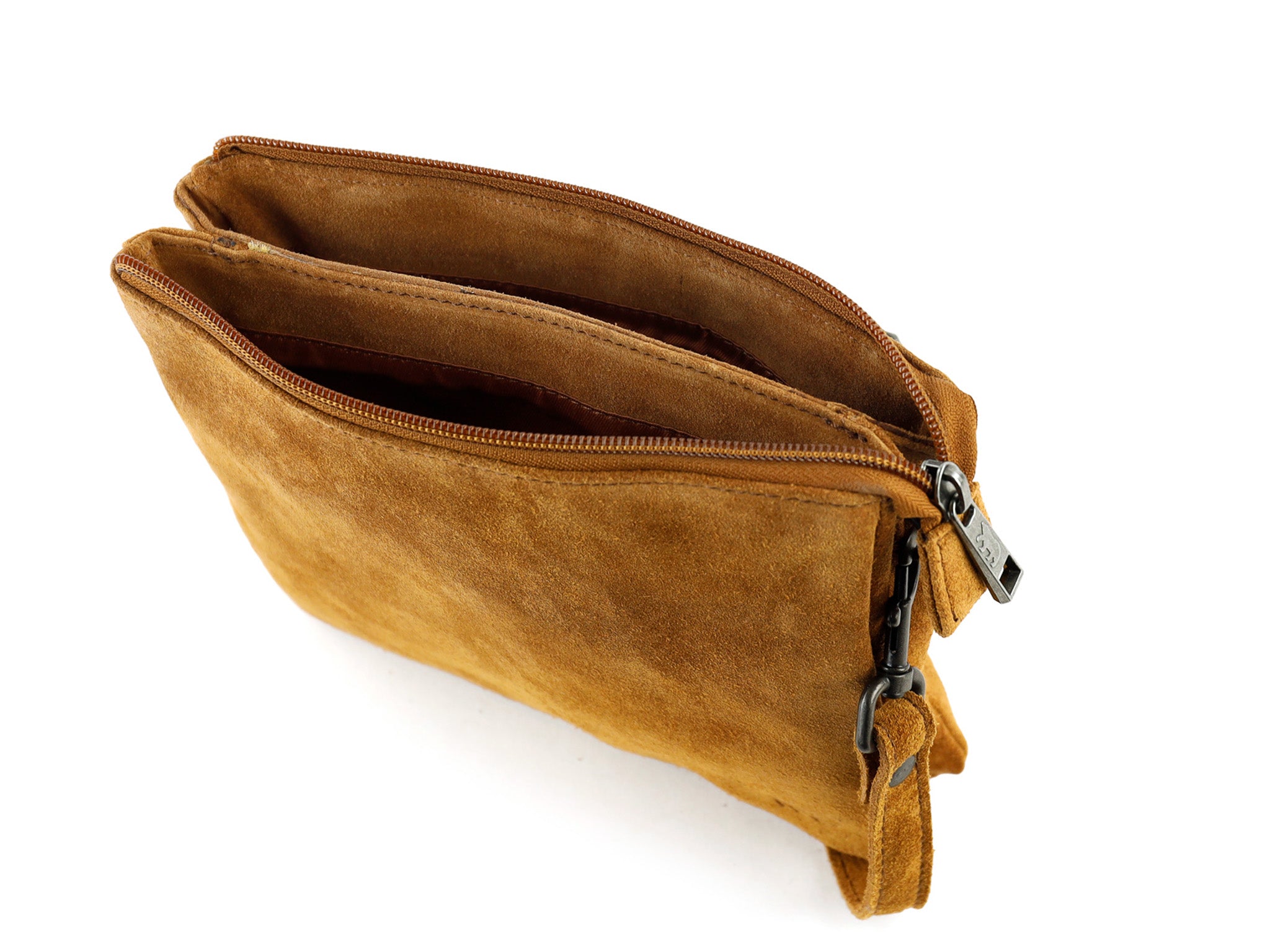 Suede shoulder bag 'Marthe' cognac