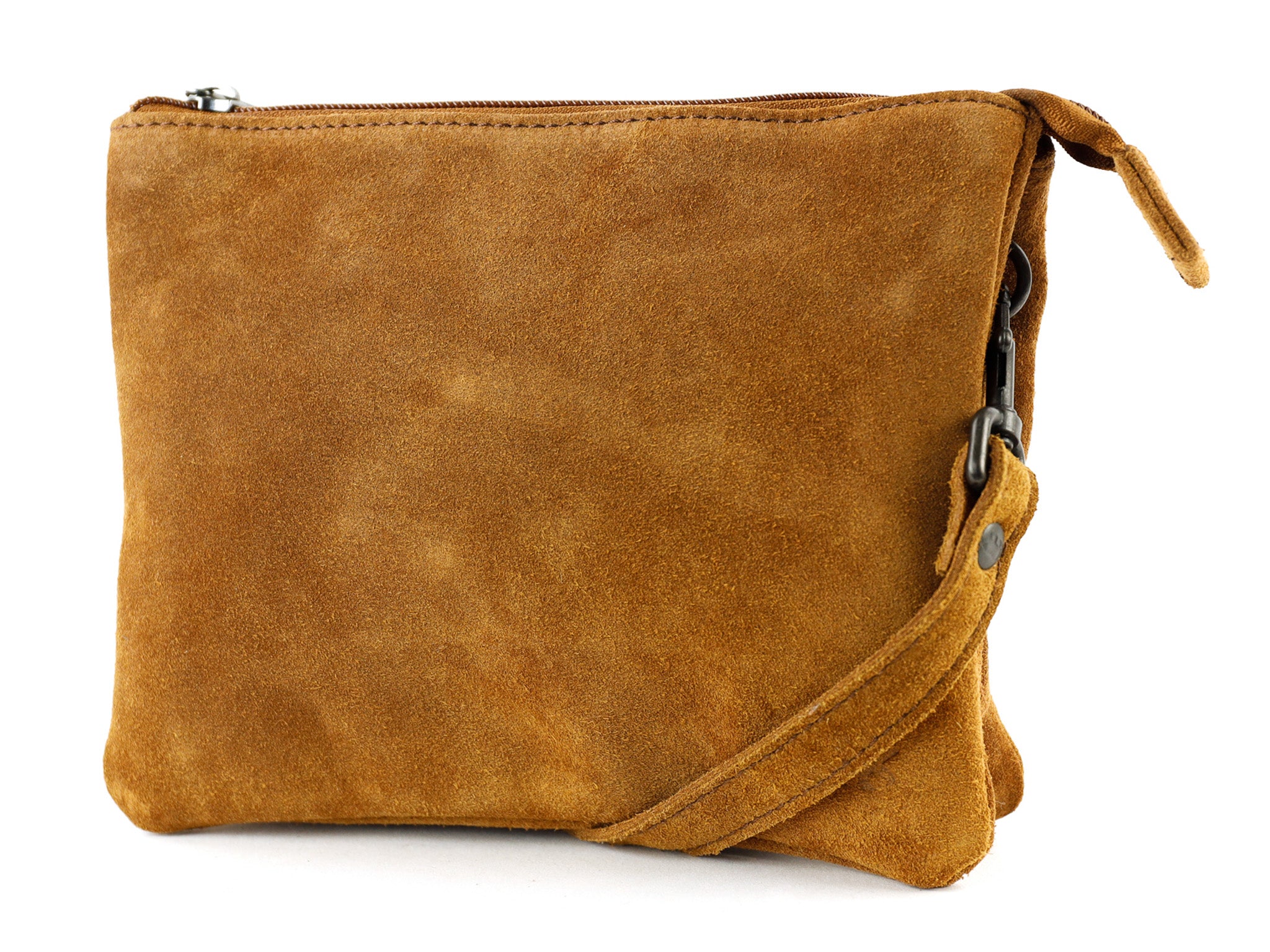 Suède schoudertasje 'Marthe' cognac