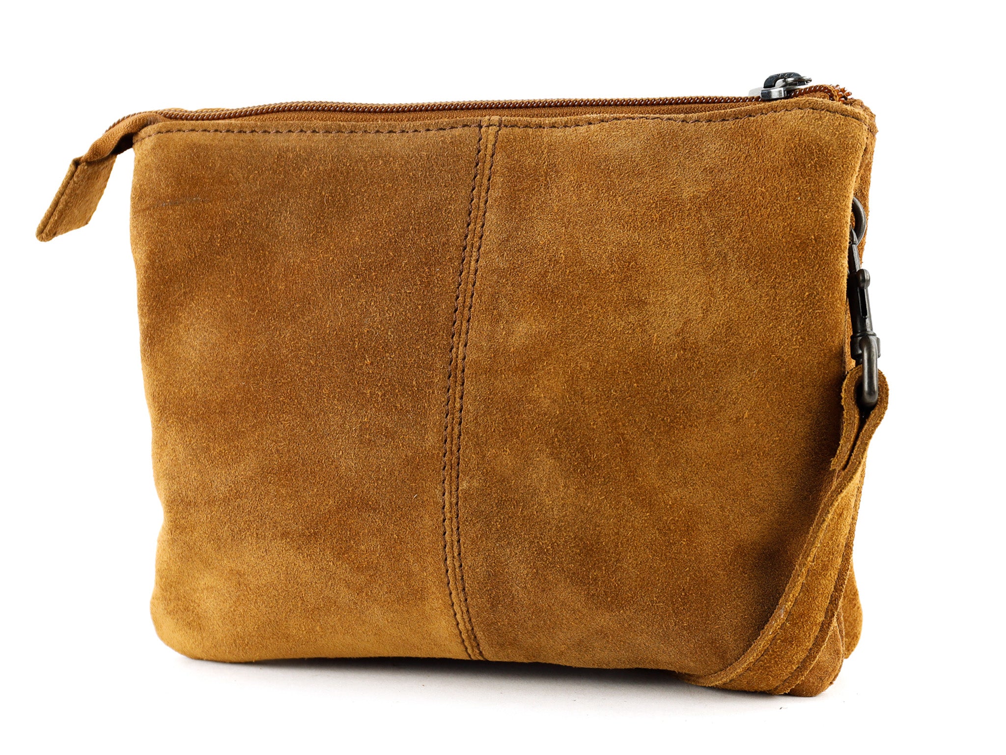 Suede shoulder bag 'Marthe' cognac