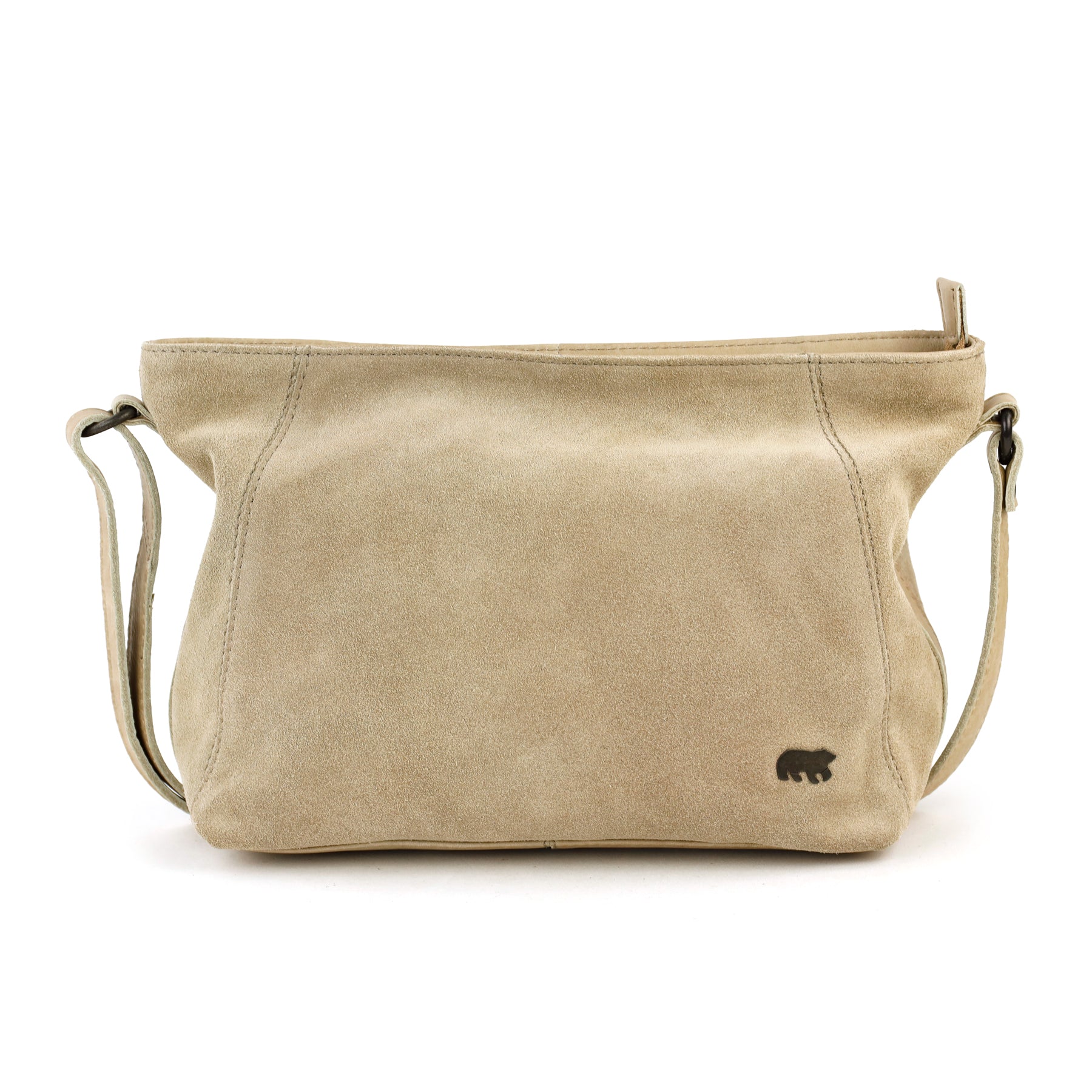 Suede schoudertasje 'Valentina' beige