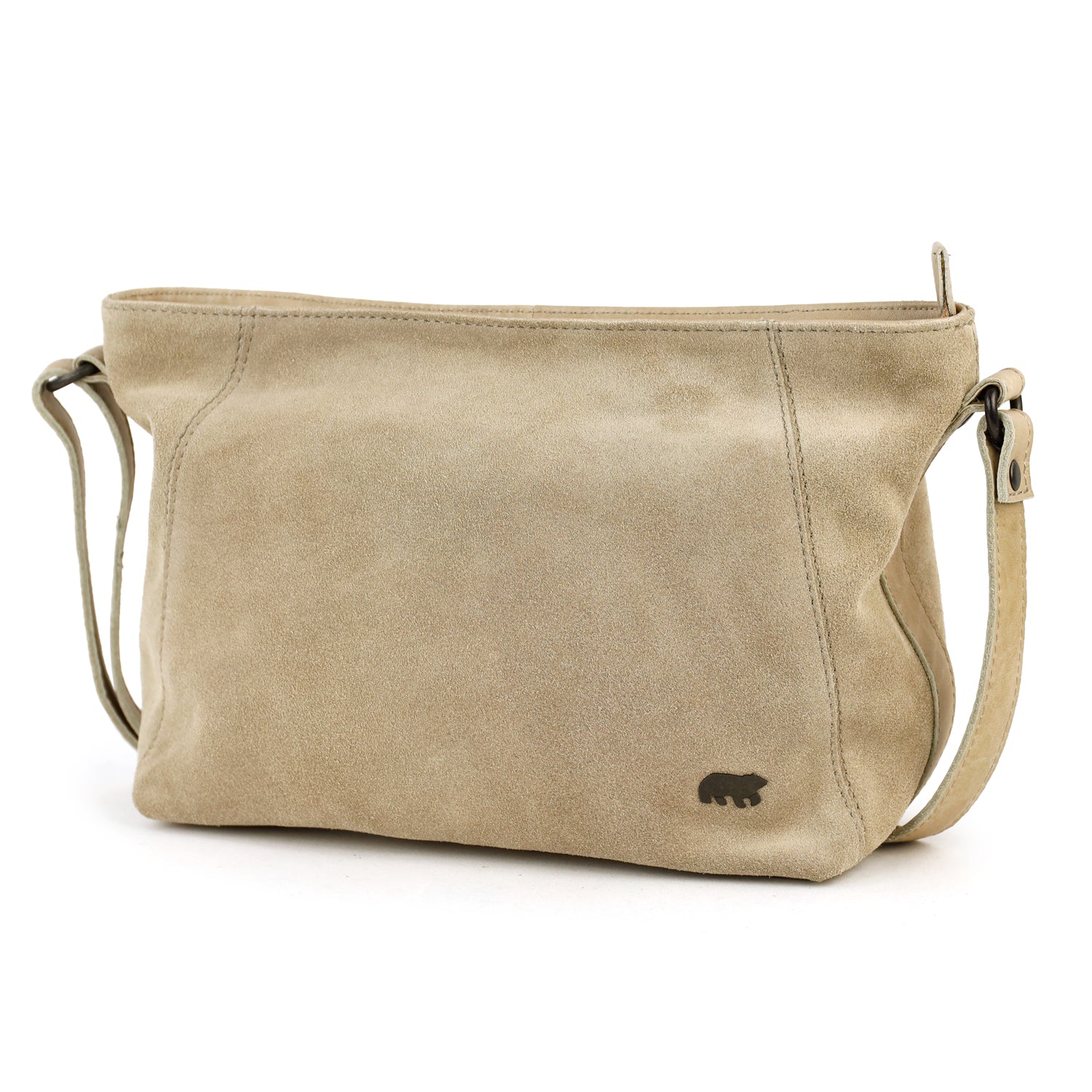 Suède schoudertasje 'Valentina' beige