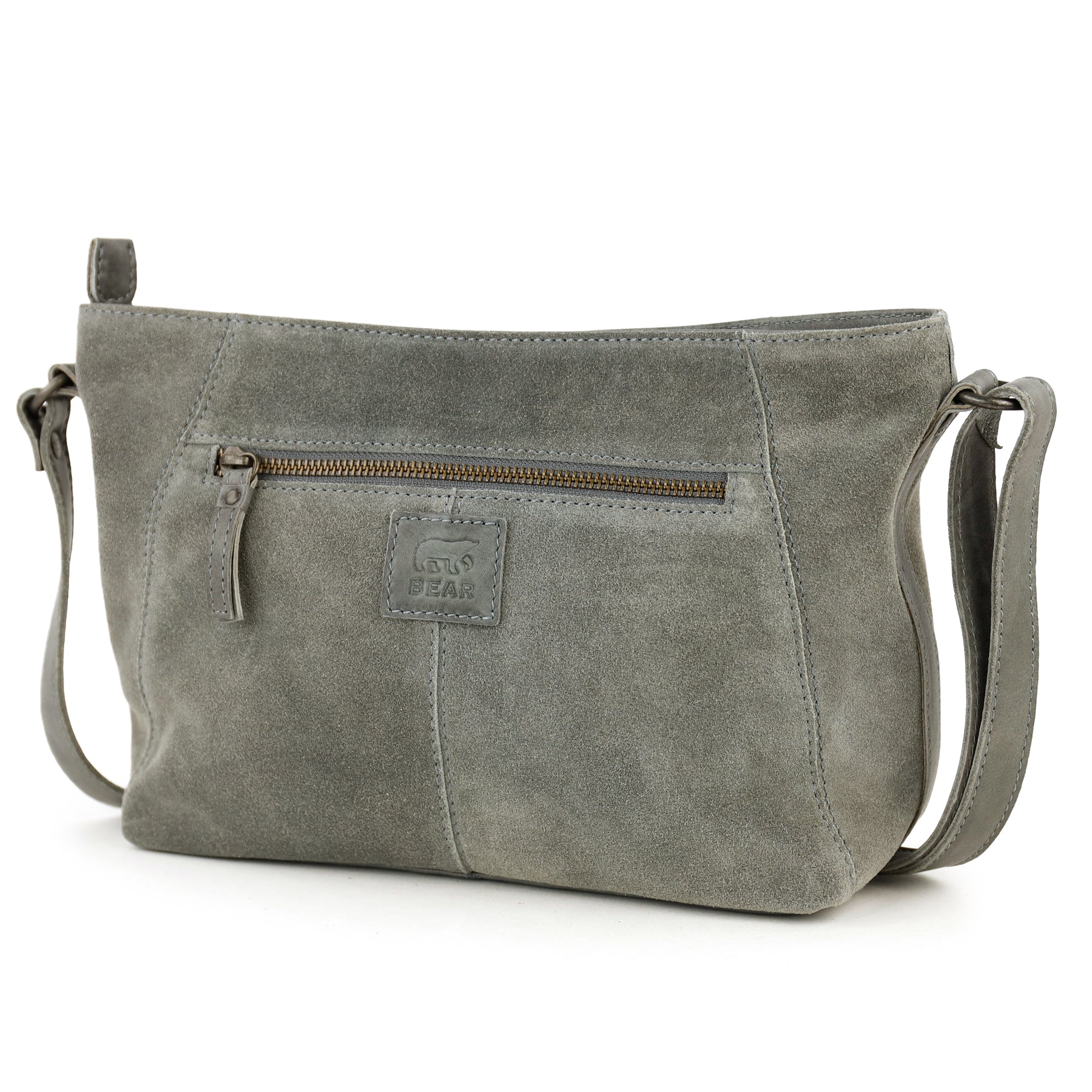 Suede shoulder bag 'Valentina' grey