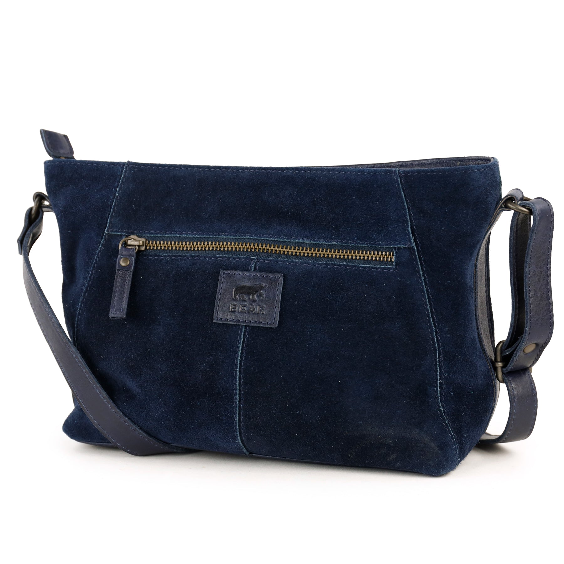 Suede schoudertasje 'Valentina' navy