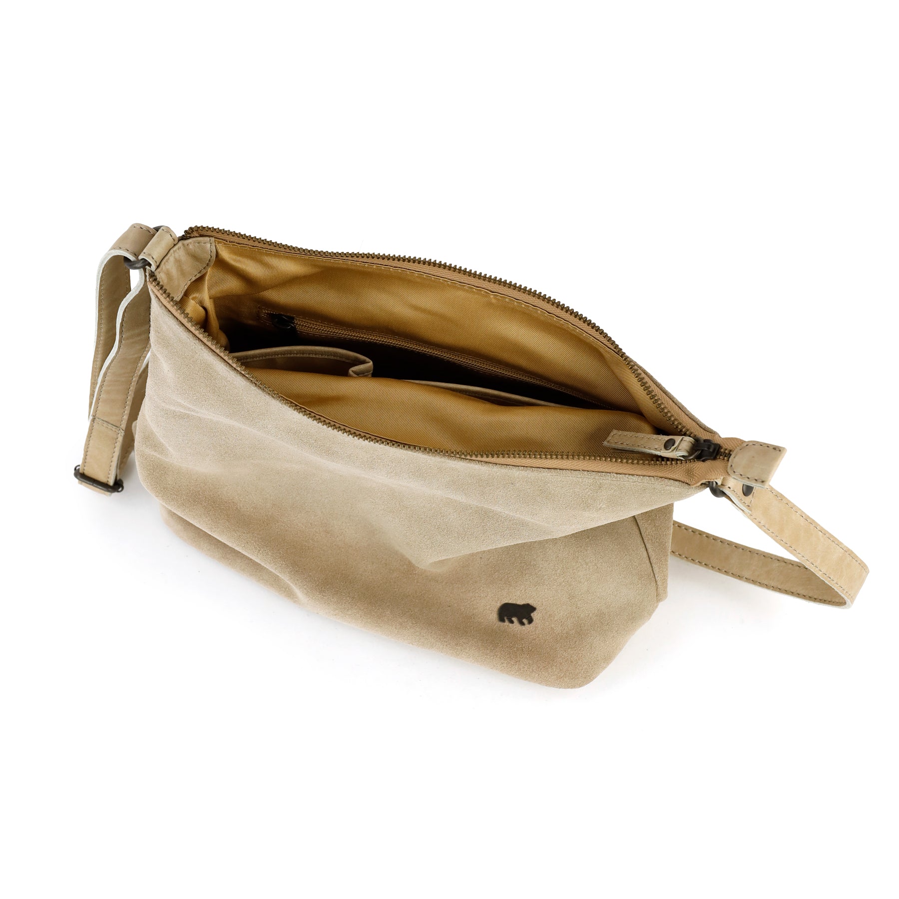Suede schoudertas 'Amber' beige