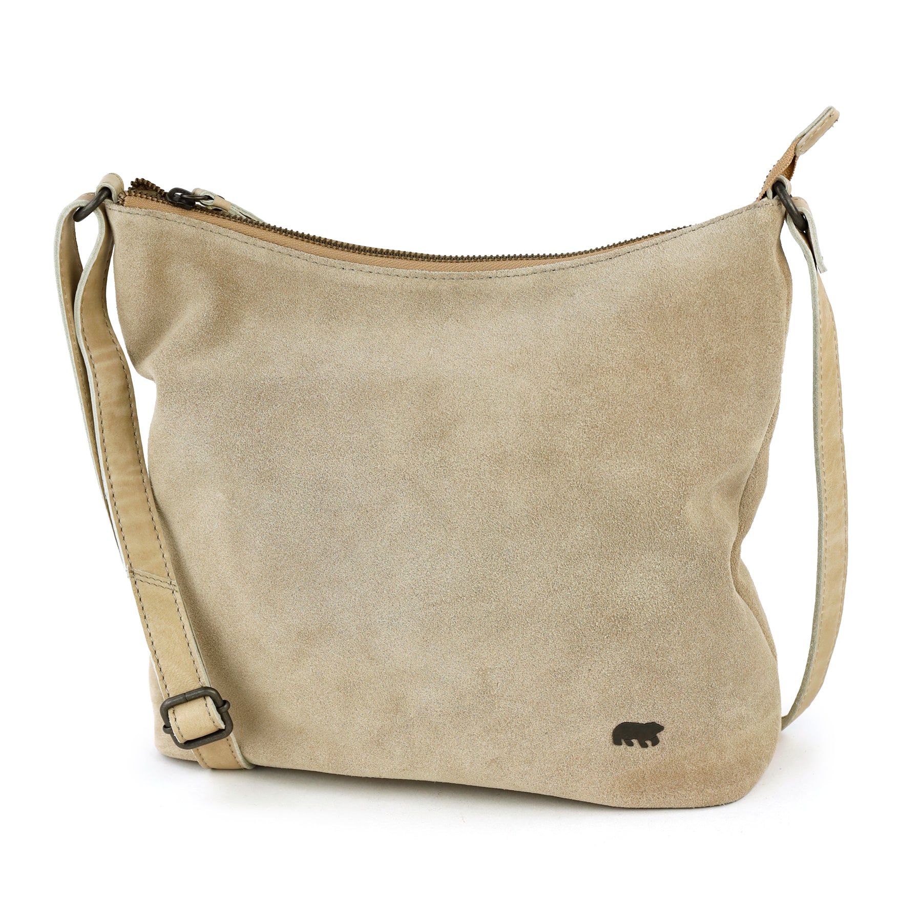 Suède schoudertas 'Amber' beige