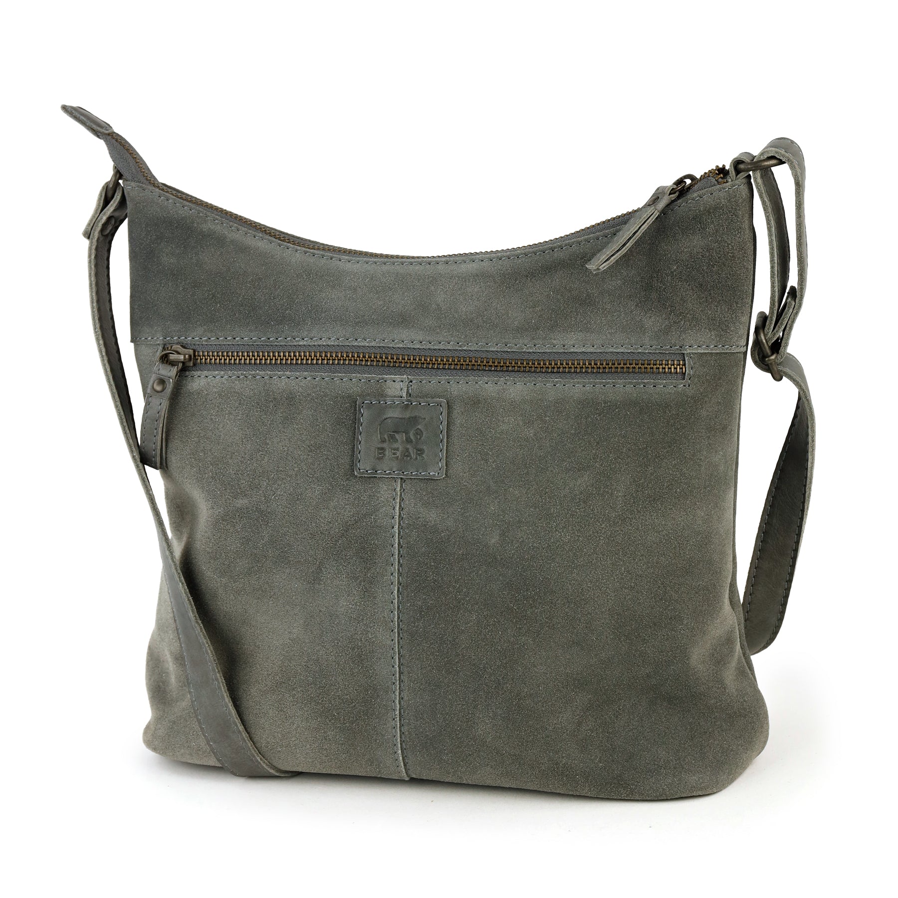 Suede shoulder bag 'Amber' grey