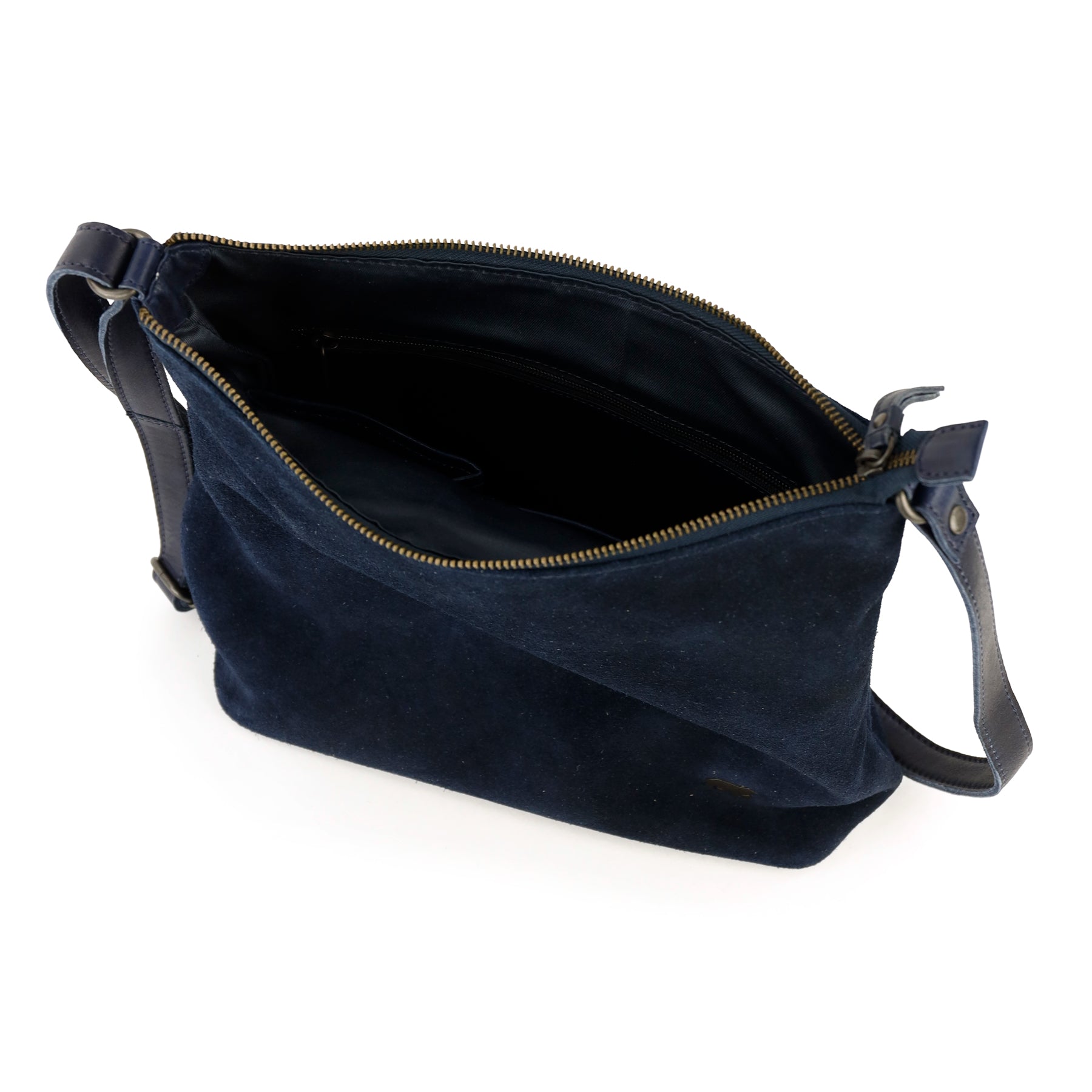 Suede shoulder bag 'Amber' navy