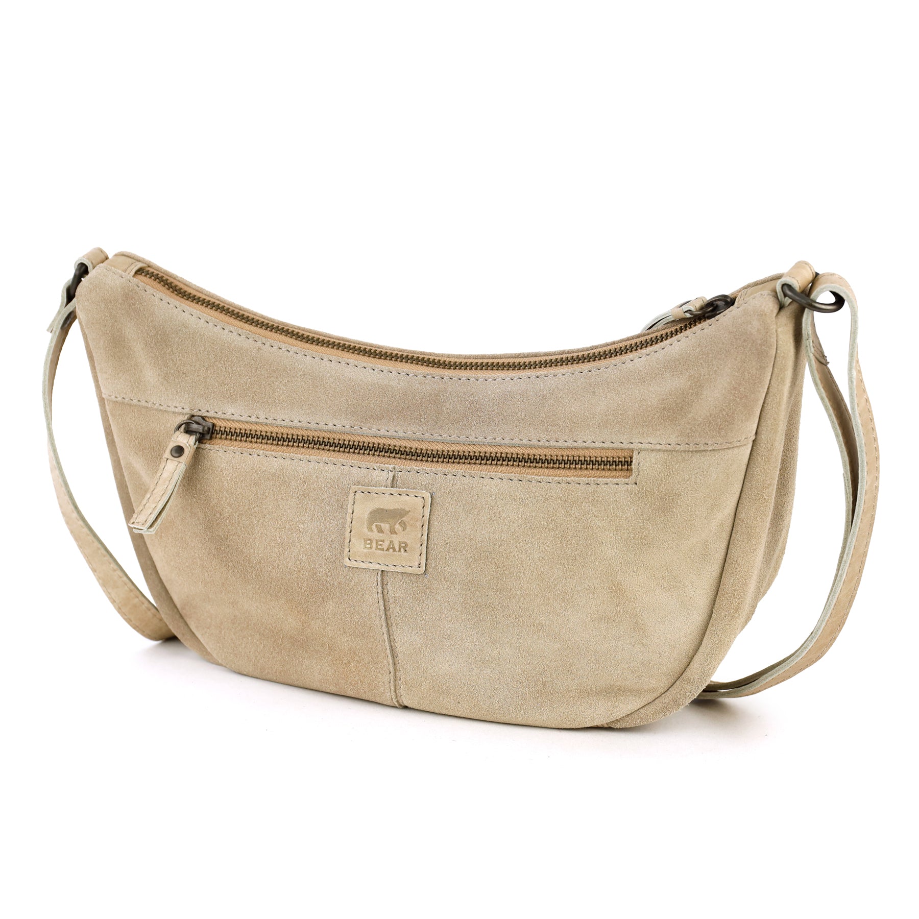 Suede crossbody bag 'Jade' beige