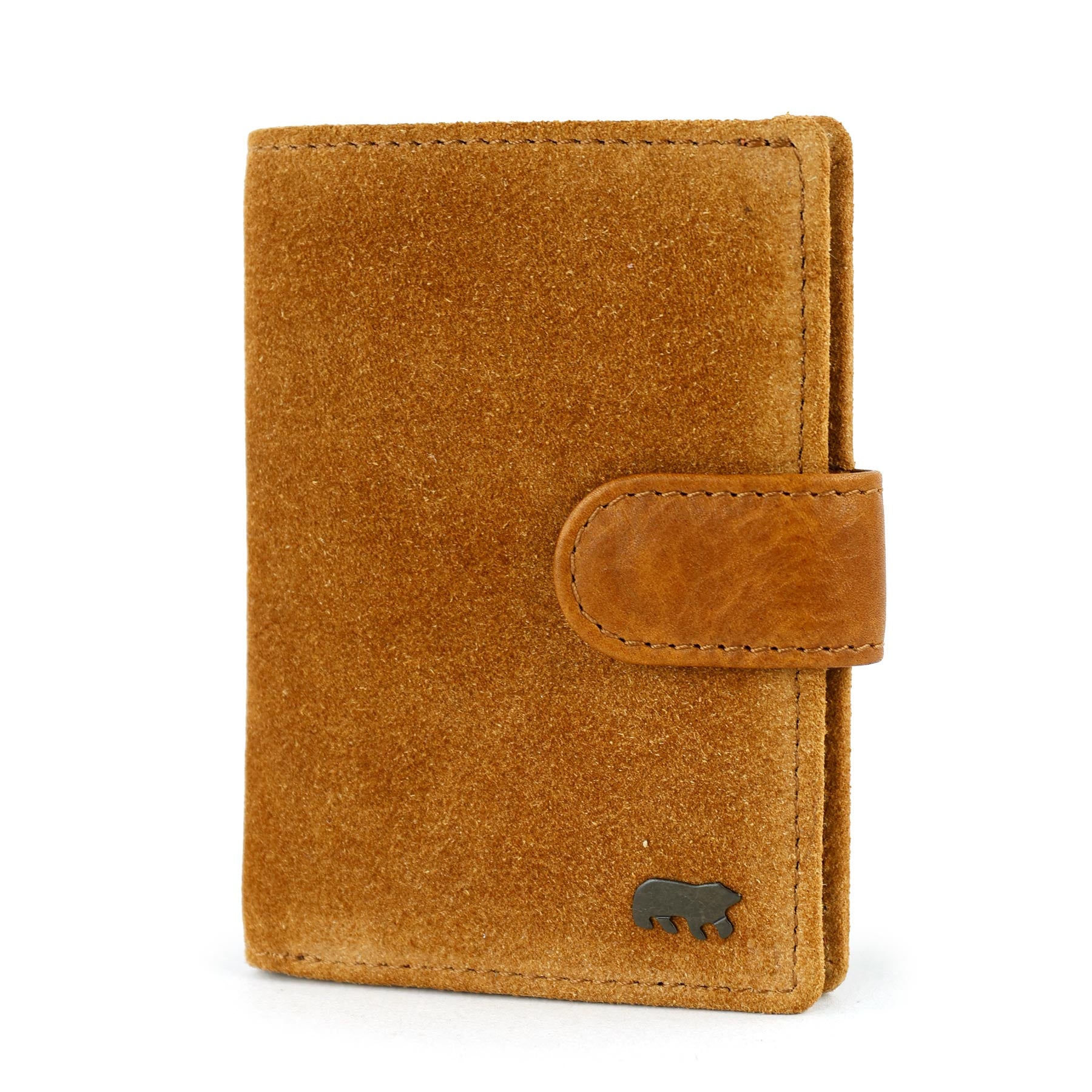 Suede card holder 'Vic' cognac