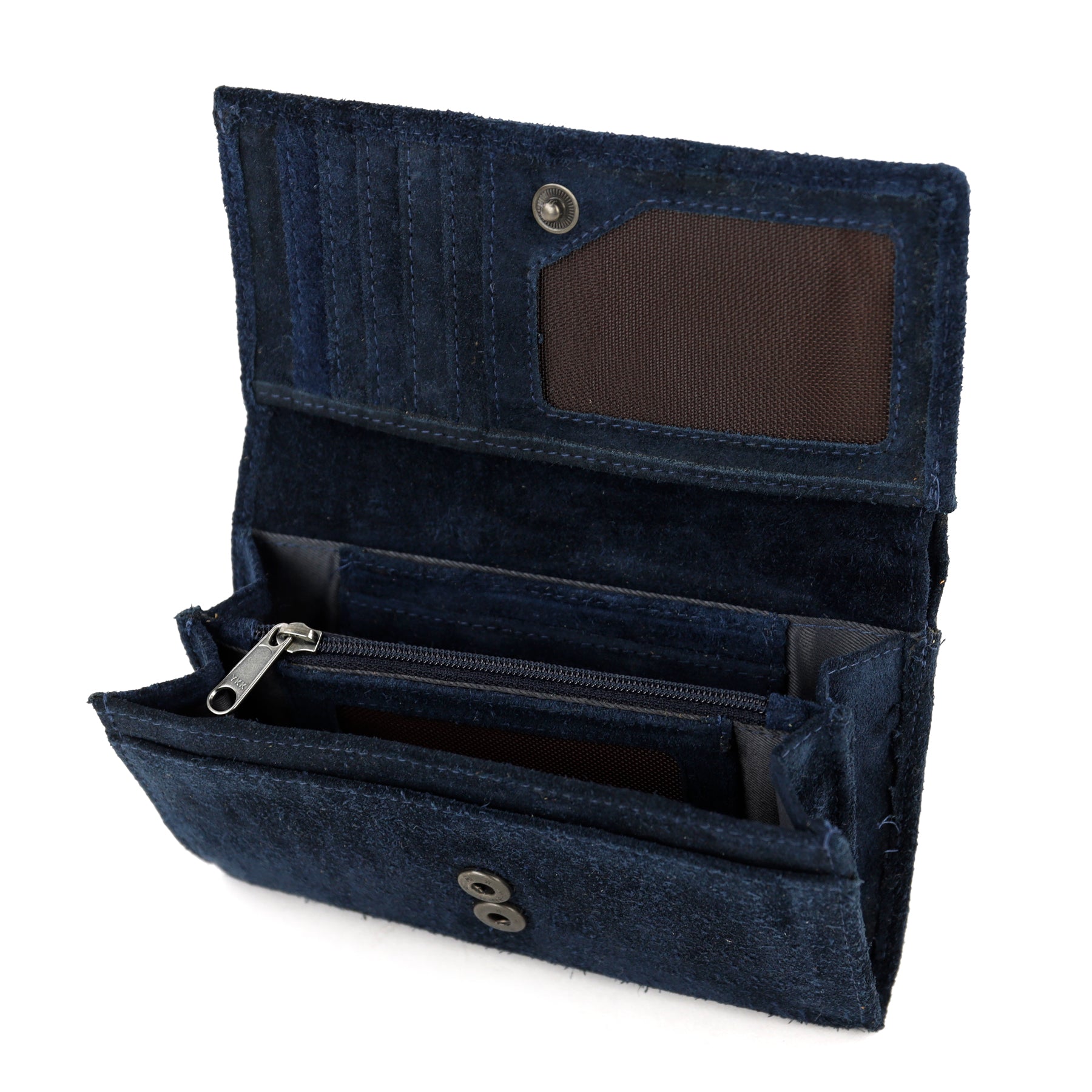 Suède RFID Overslag portemonnee 'Sweety' XL donkerblauw