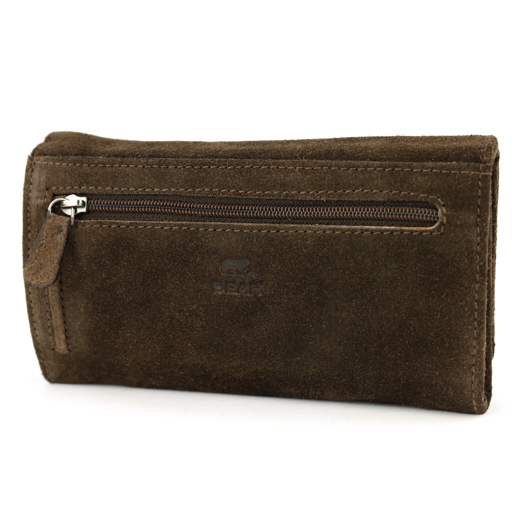 Suede RFID Wrap wallet 'Sweety' XL dark brown