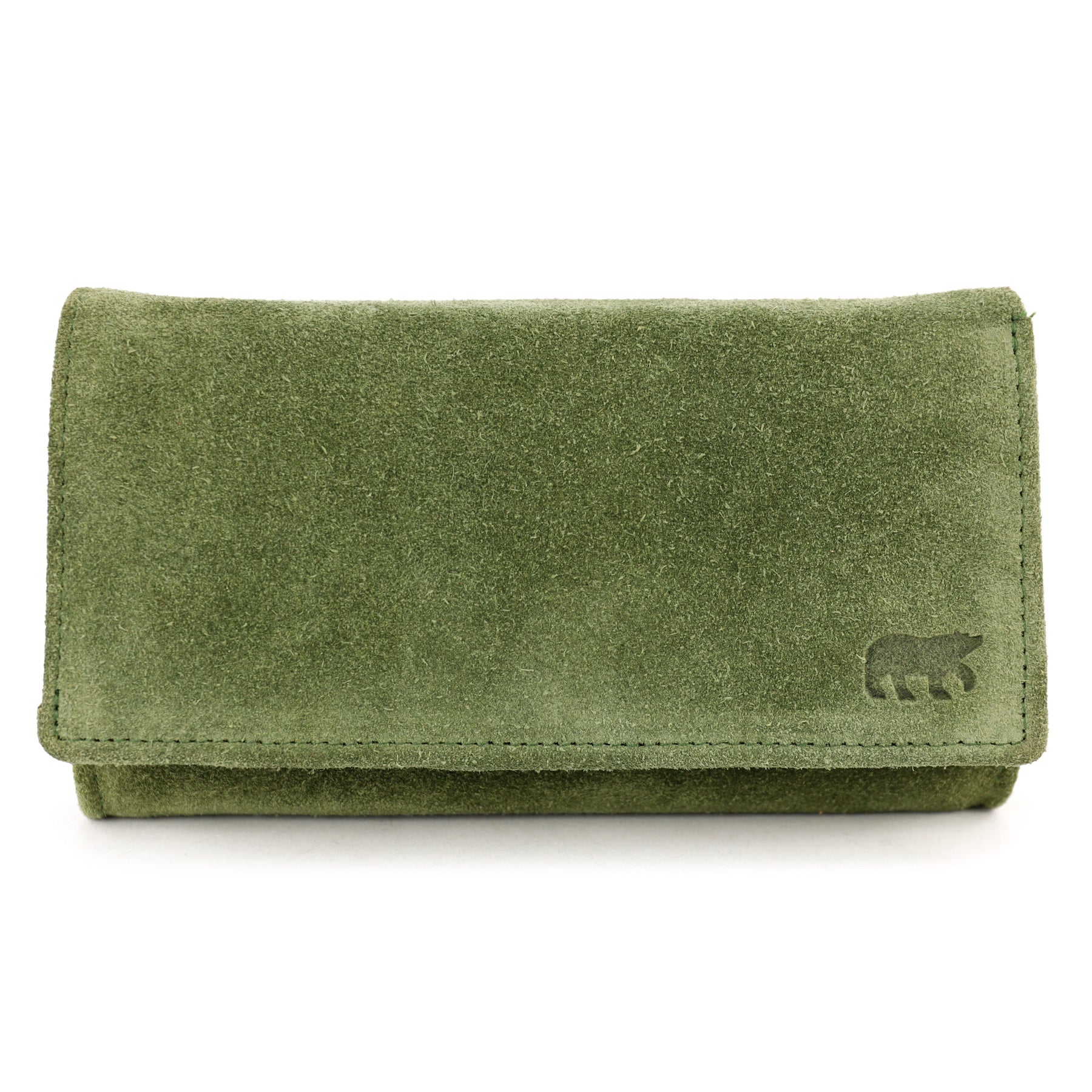 Suède RFID Overslag portemonnee 'Sweety' XL groen