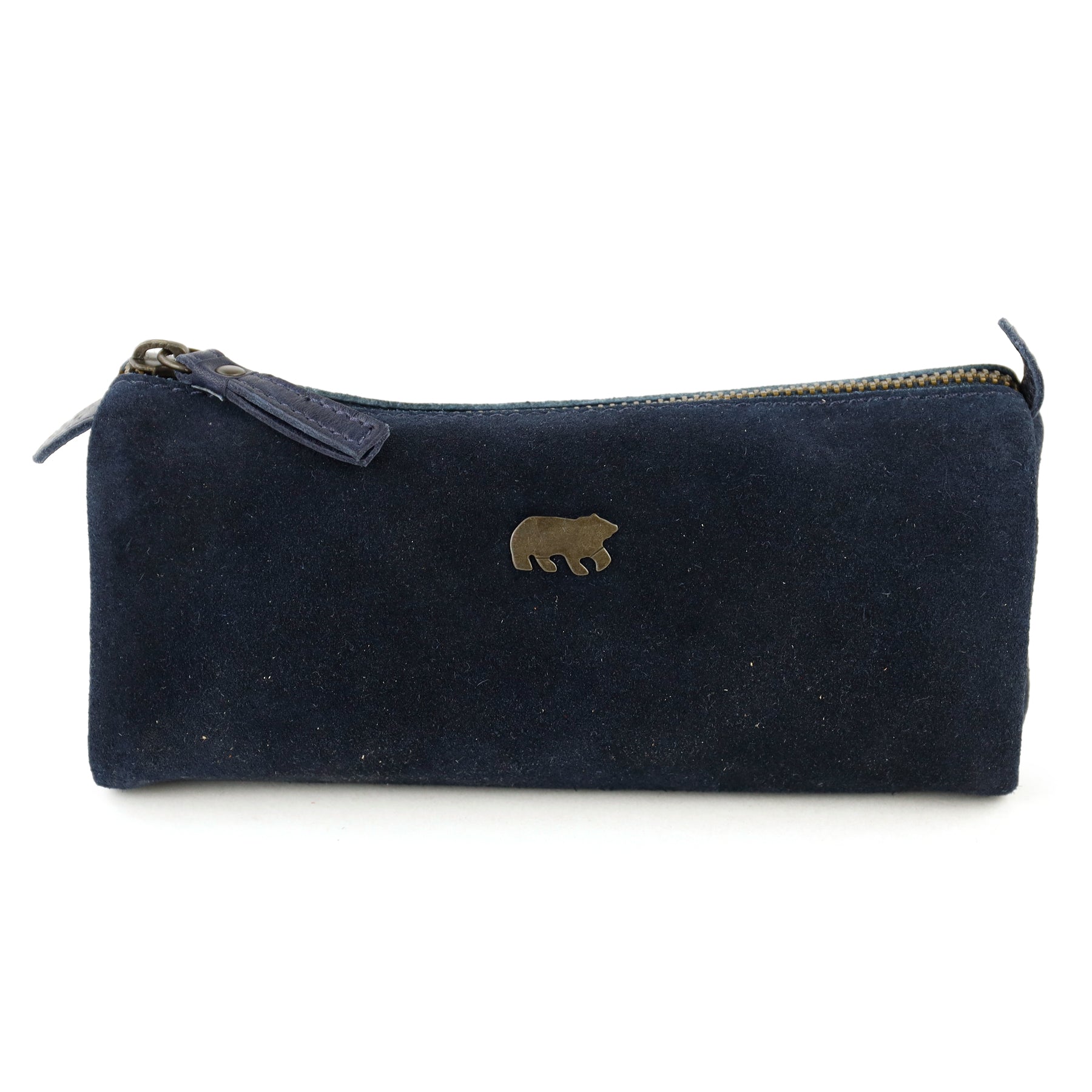 Suede pencil case 'Tito' XL navy