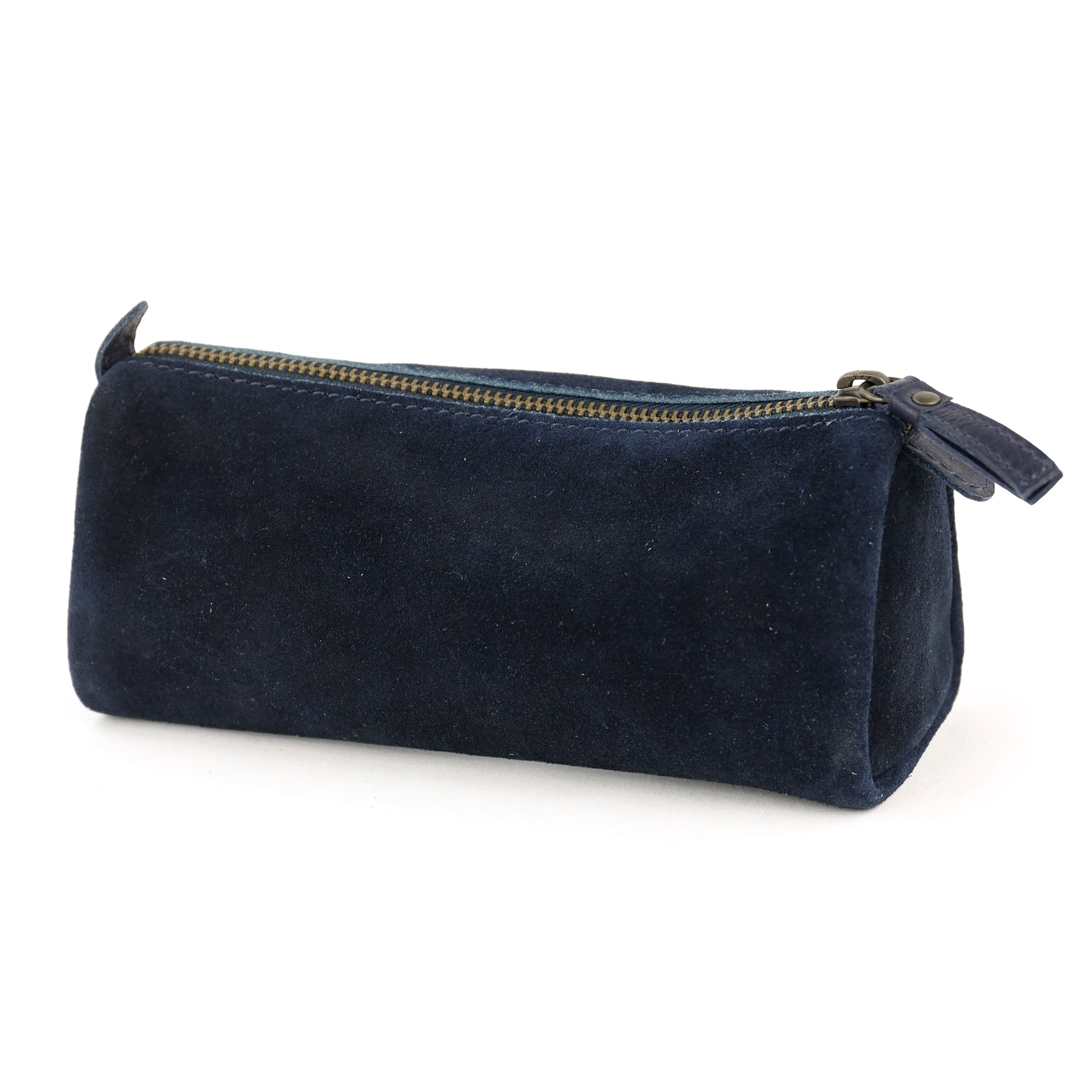 Suede pencil case 'Tito' XL navy