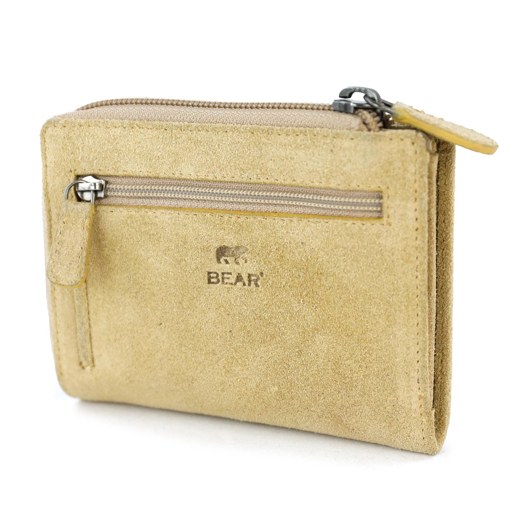 Suede RFID Zipper wallet 'Gungun' bisquit