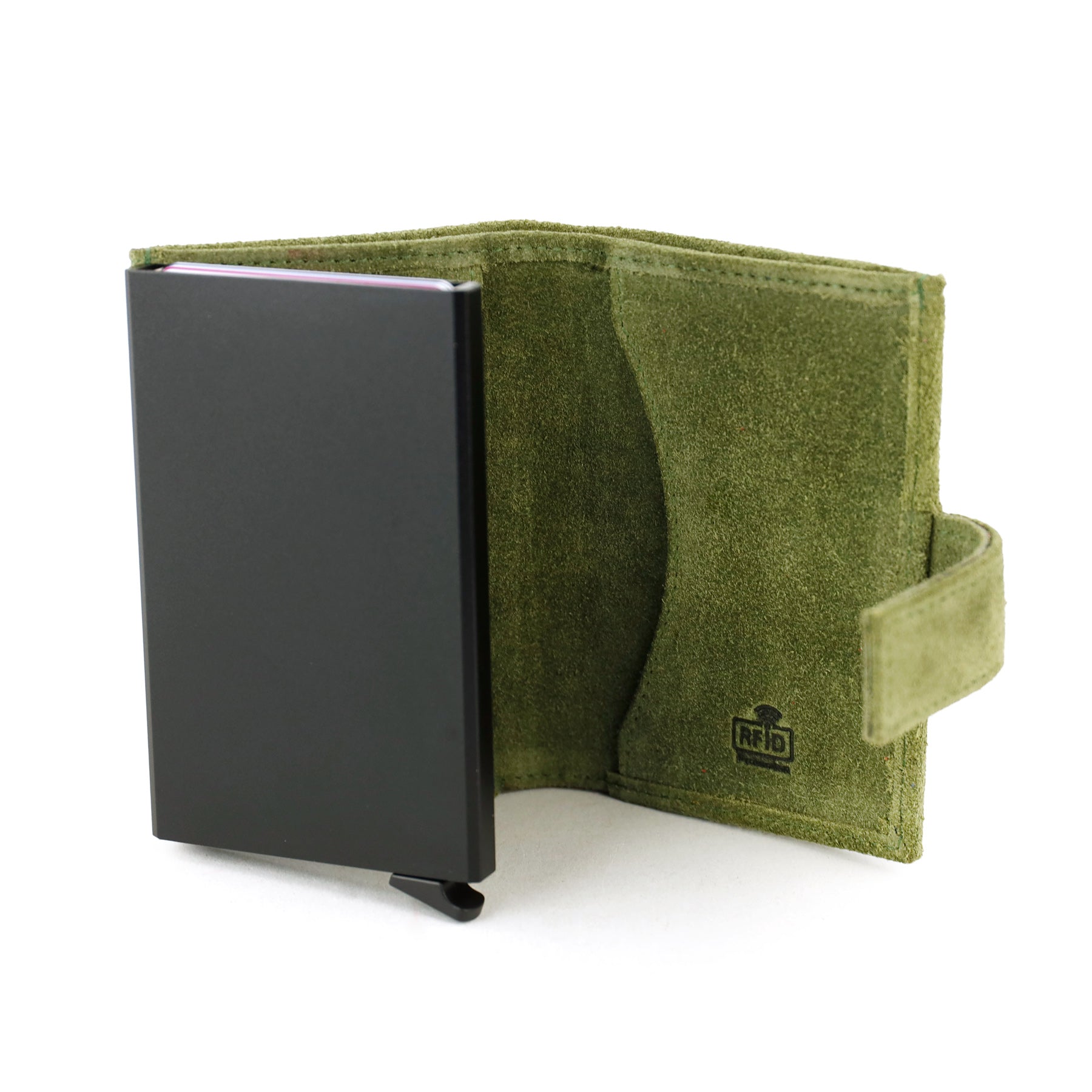 Suede RFID Card holder 'Elsie' green