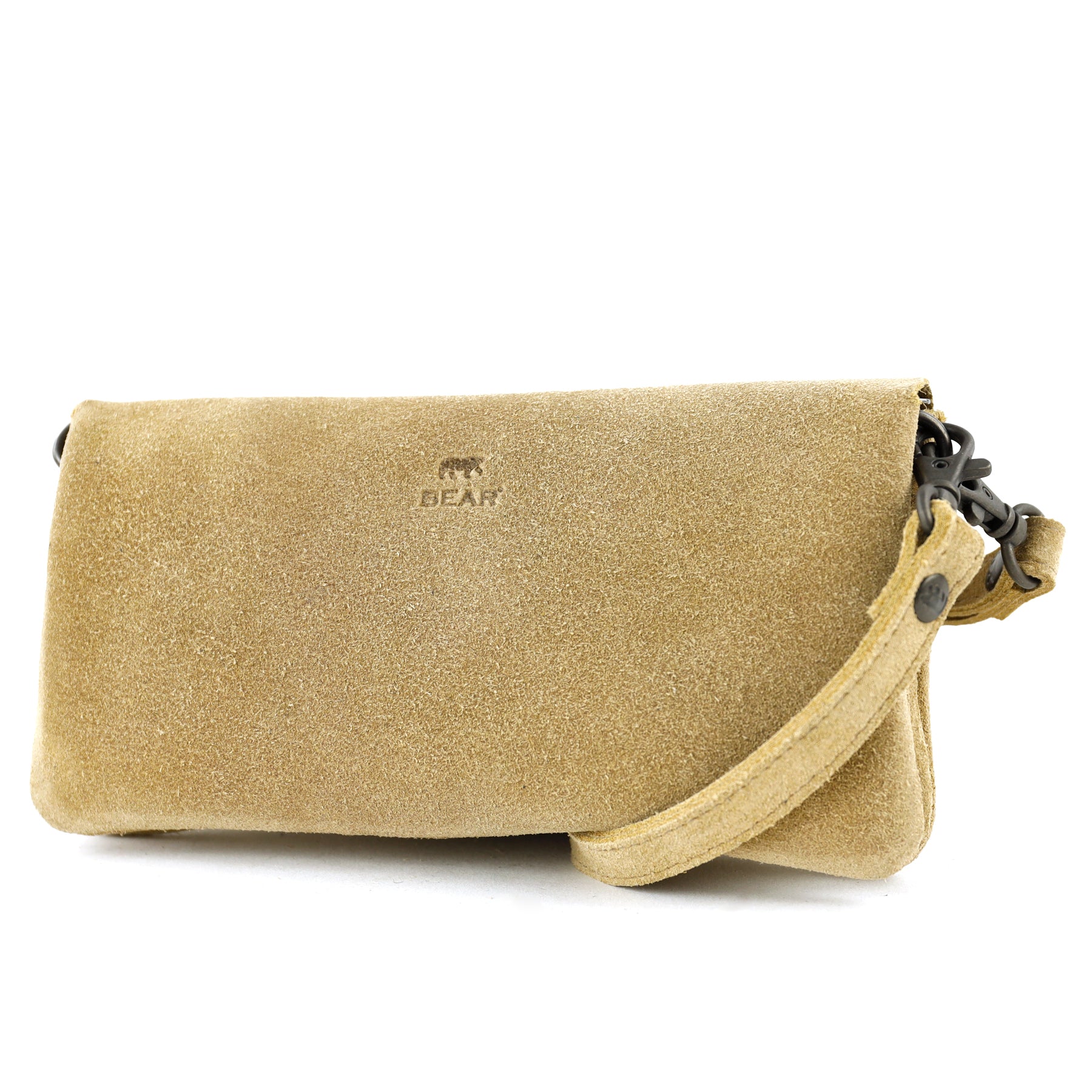 Suede clutch/mini shoulder bag 'Lydia' bisquit