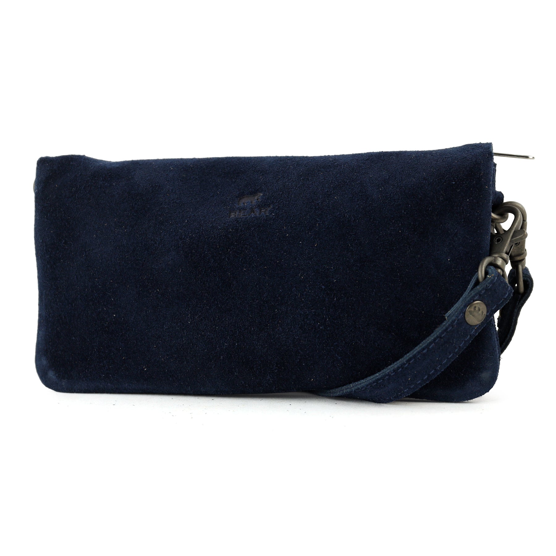 Suede clutch/mini shoulder bag 'Lydia' dark blue