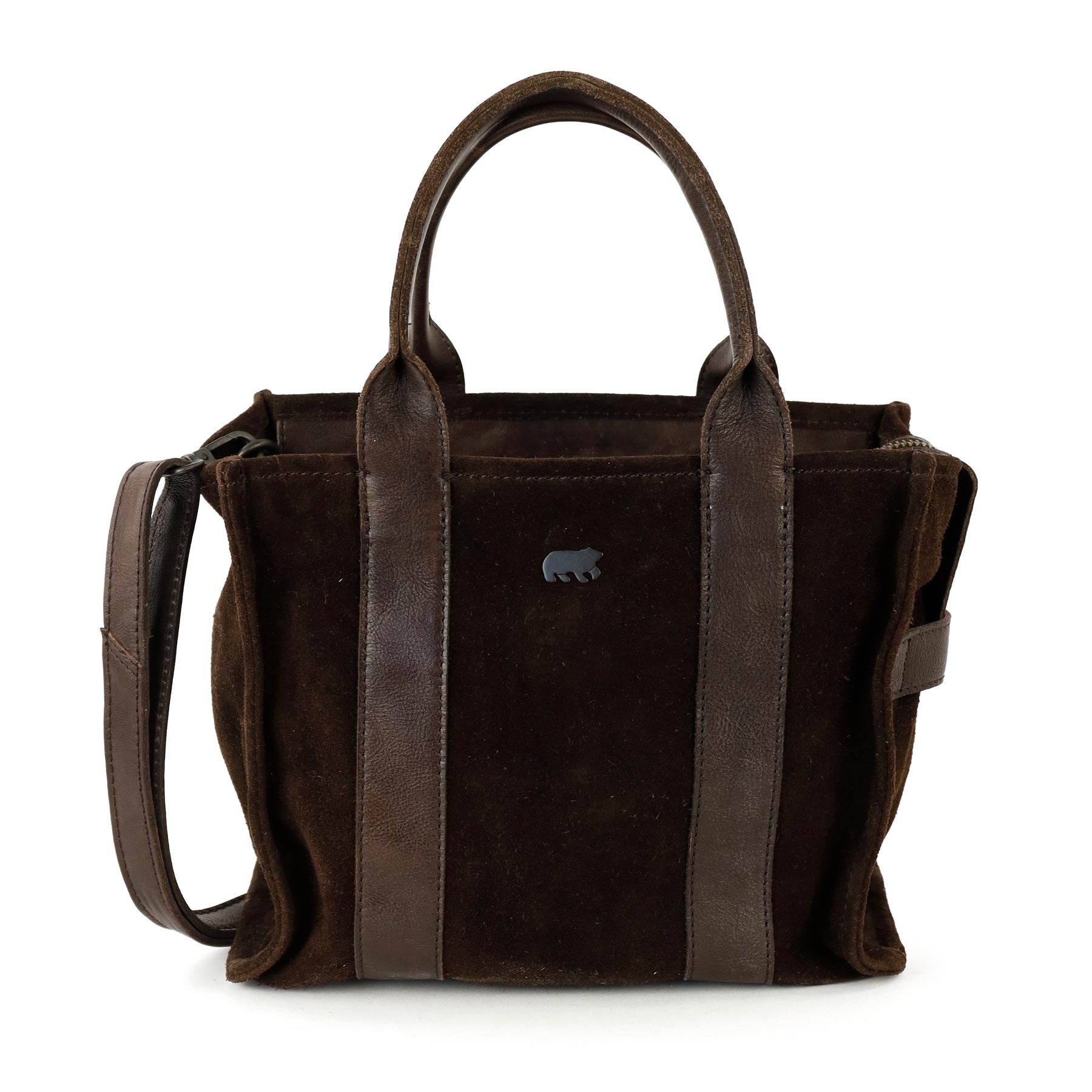 Suède mini tote bag 'Nova' donkerbruin