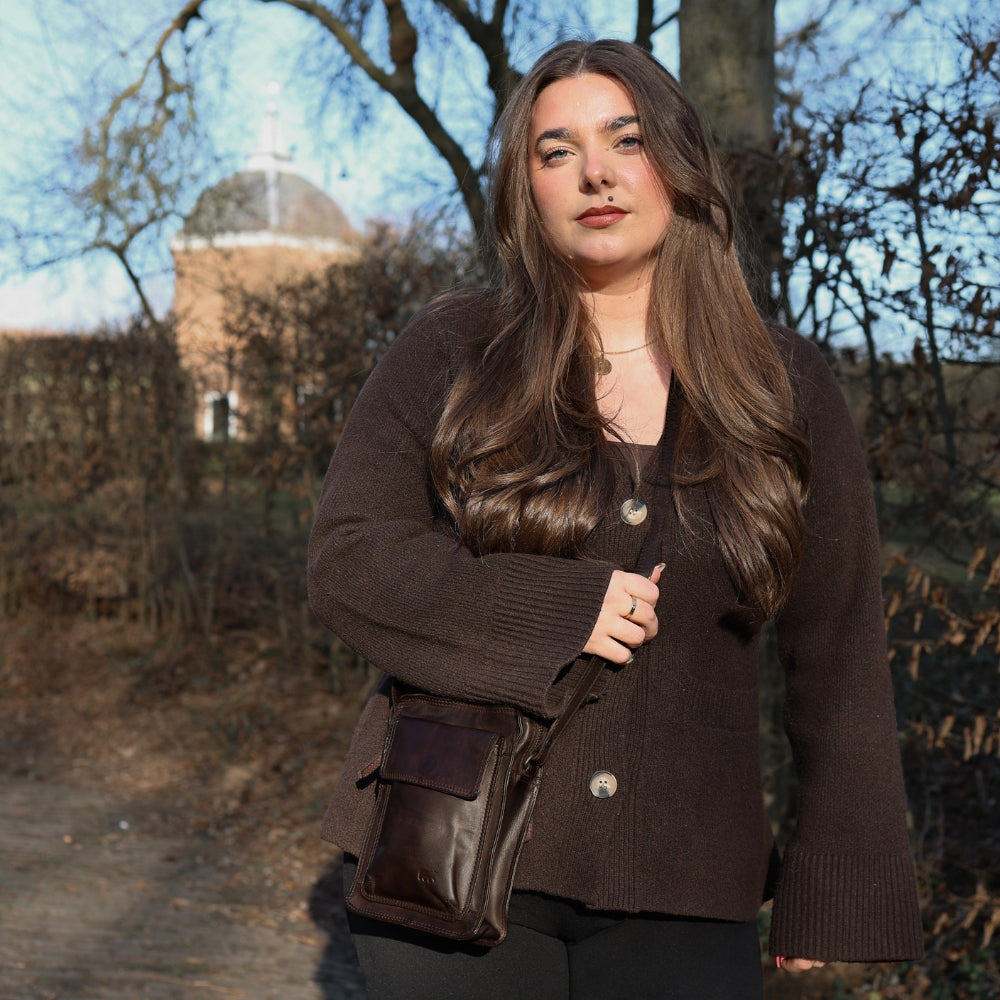 Schoudertasje 'Carmen' donkerbruin