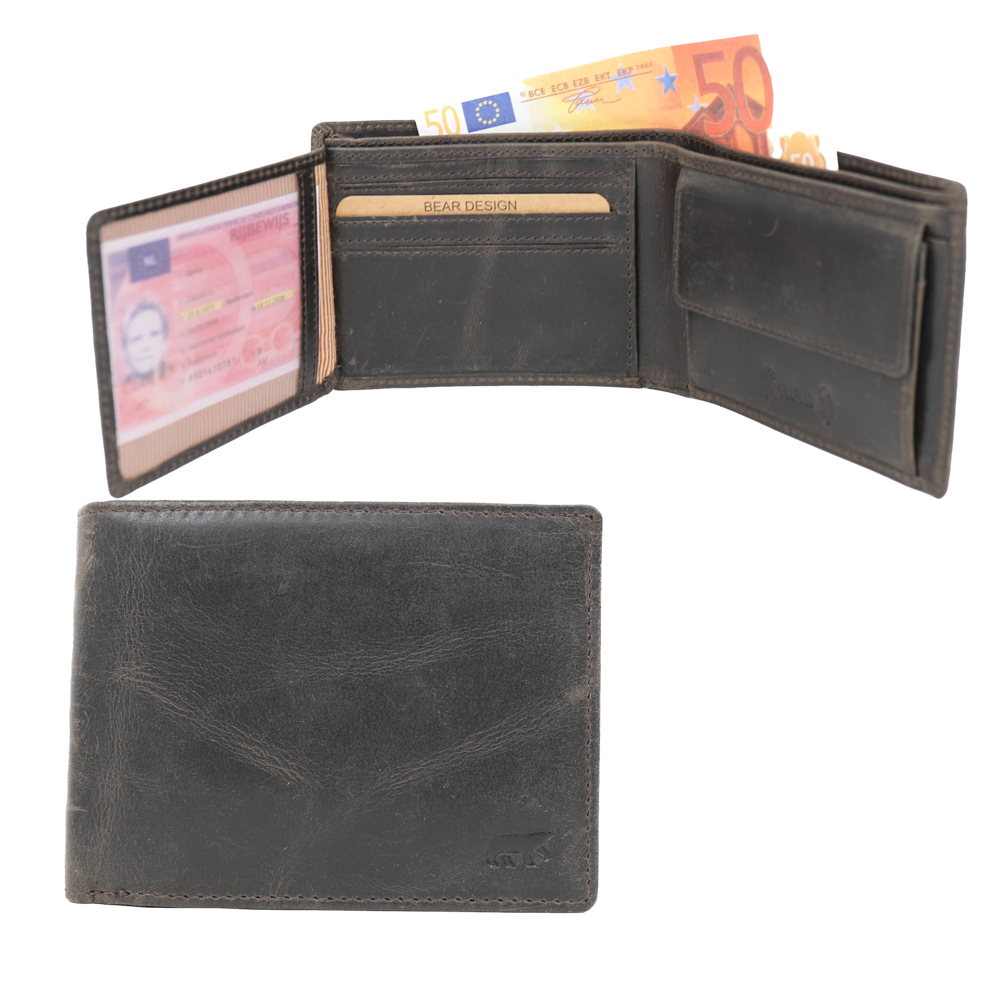 Billfold 'Tom' vintage grijs