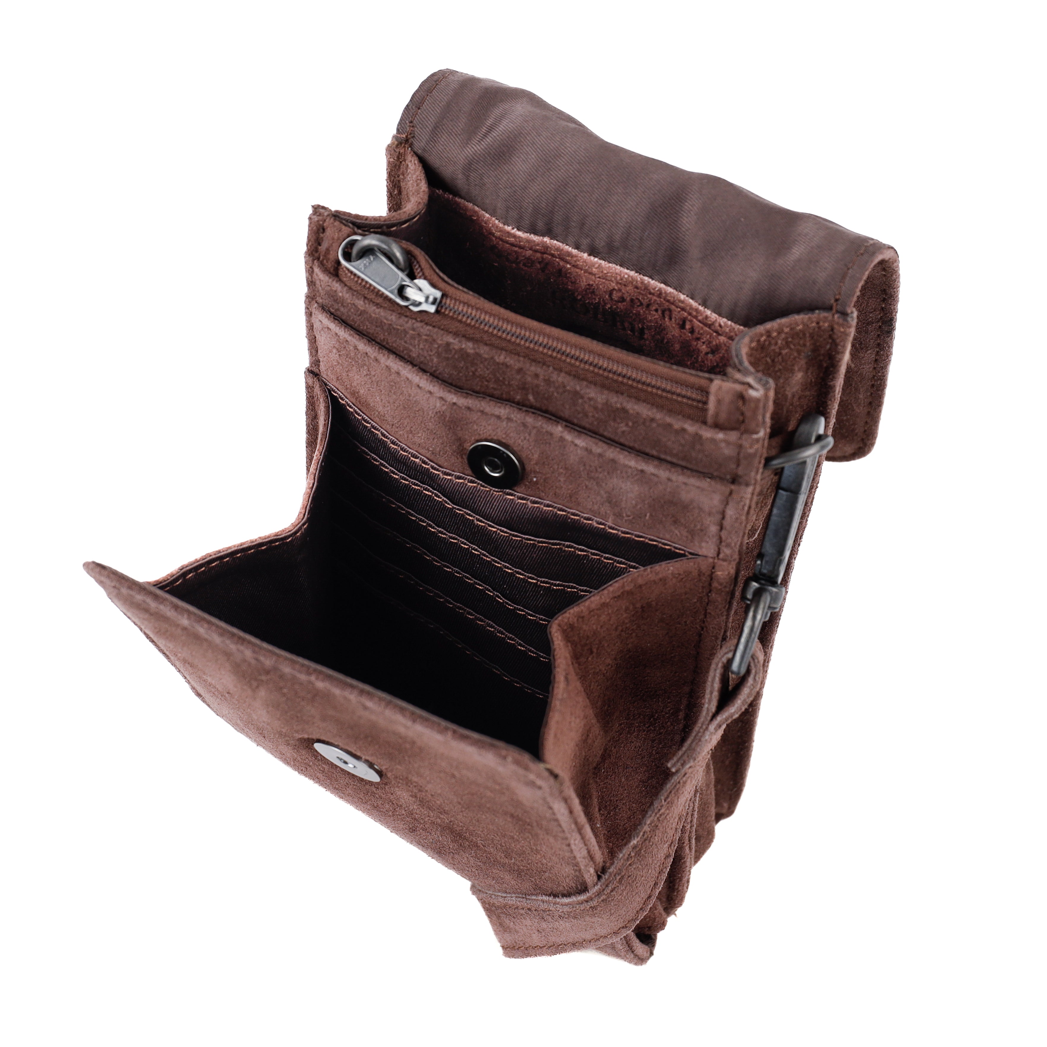 Suède schoudertasje 'Robbie' 2.0 choco