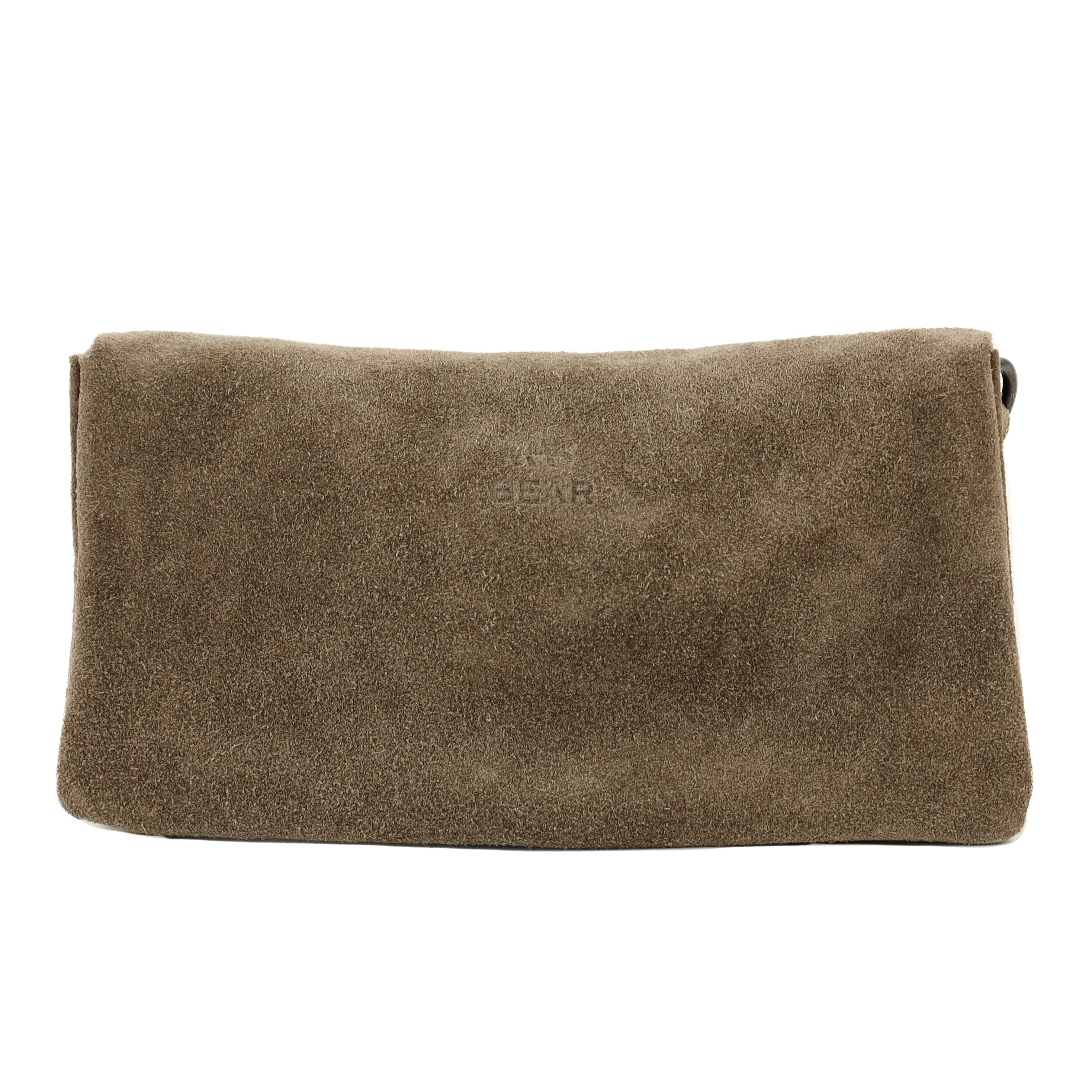 Suede clutch/mini shoulder bag 'Lydia' taupe