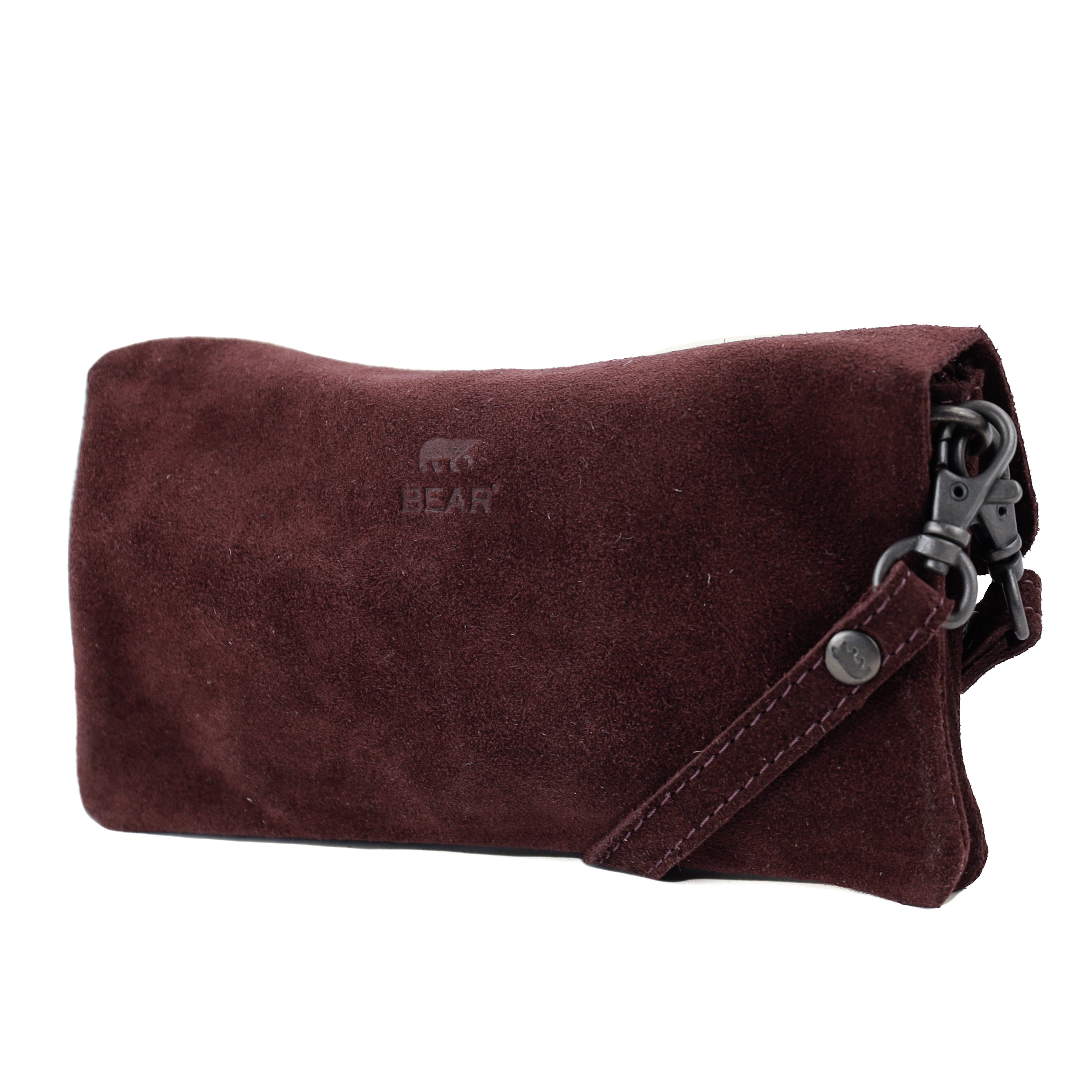 Suede clutch/mini shoulder bag 'Lydia' bordeaux
