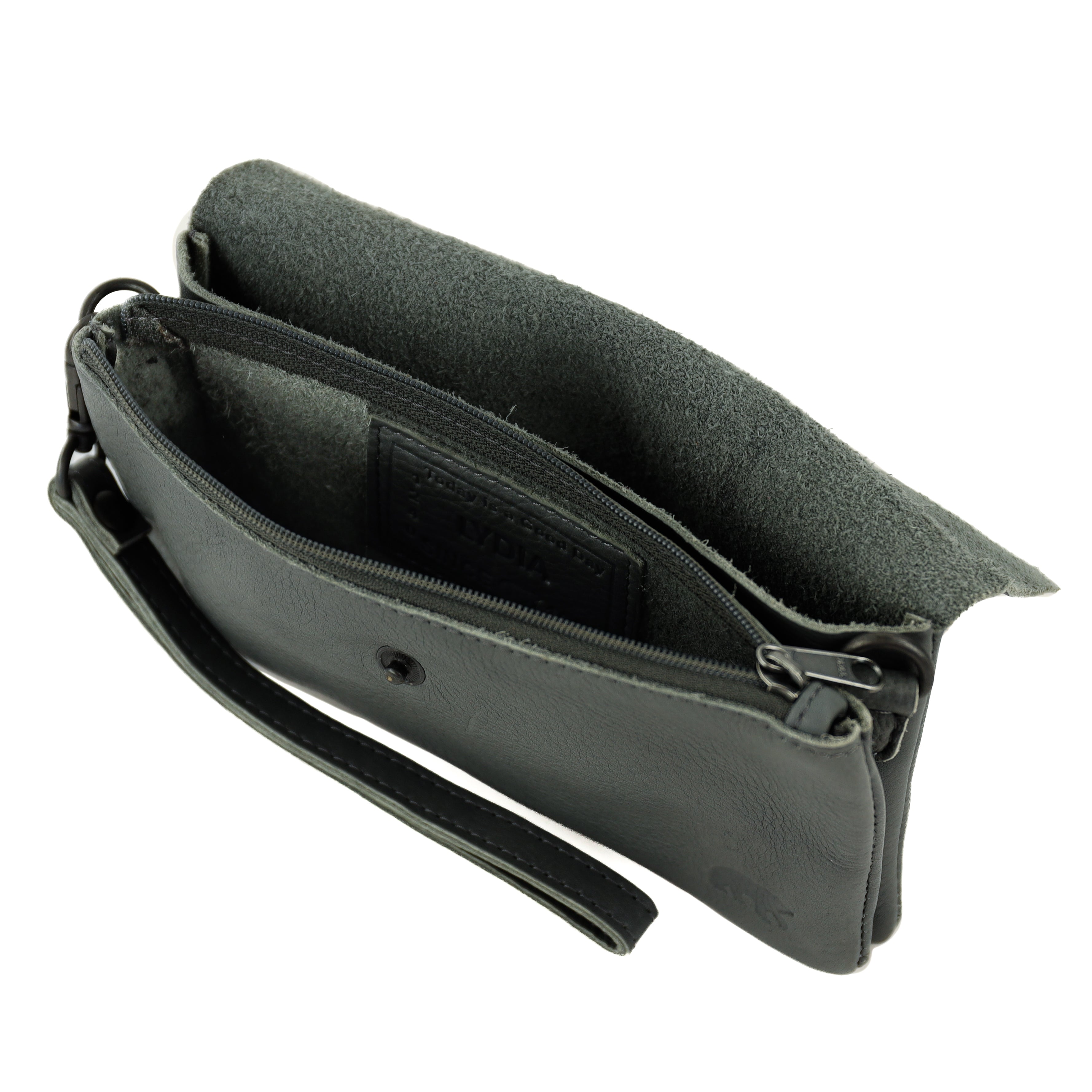 Clutch/mini schoudertasje 'Lydia' charcoal