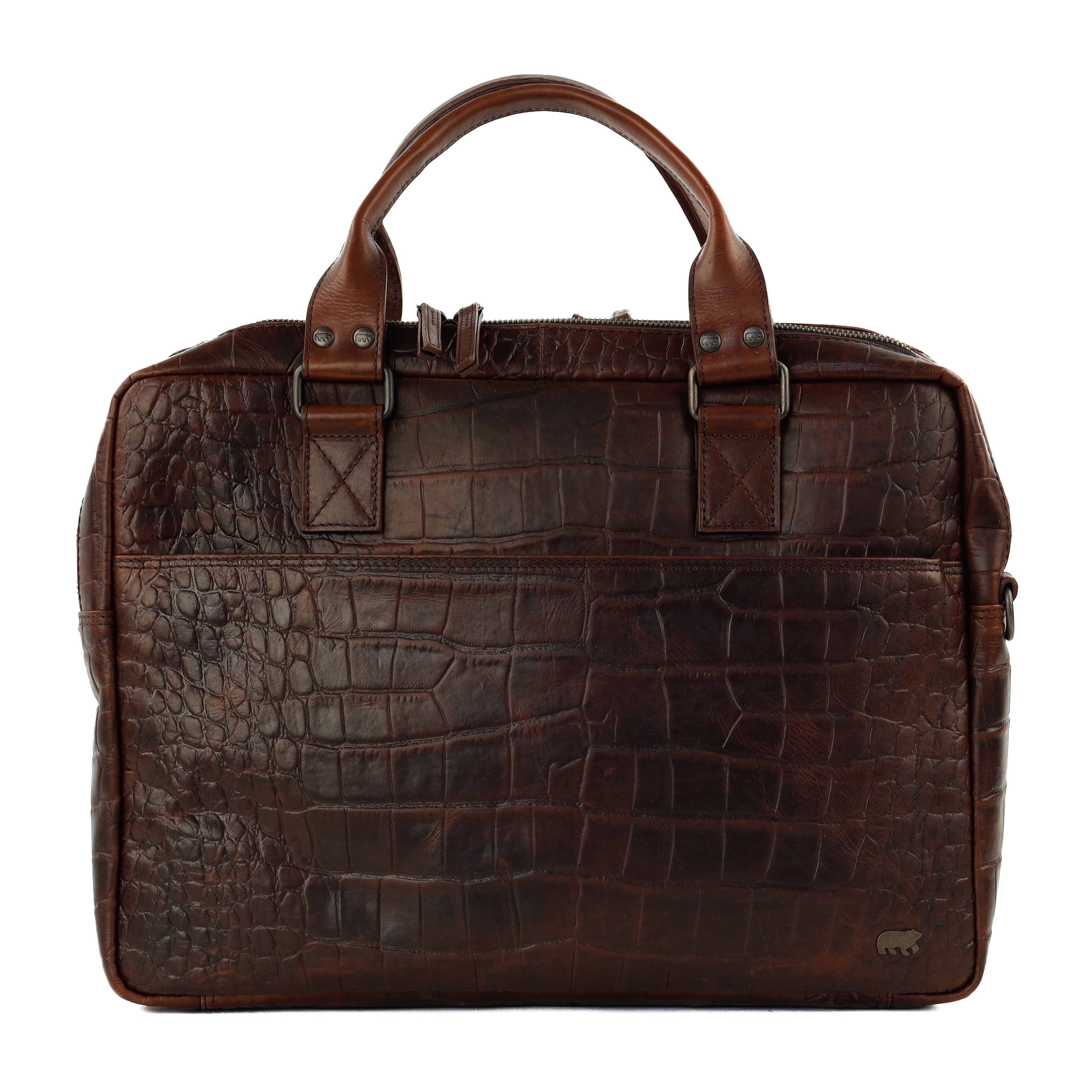 Croco laptoptas 15.6" 'Victoria' donkerbruin