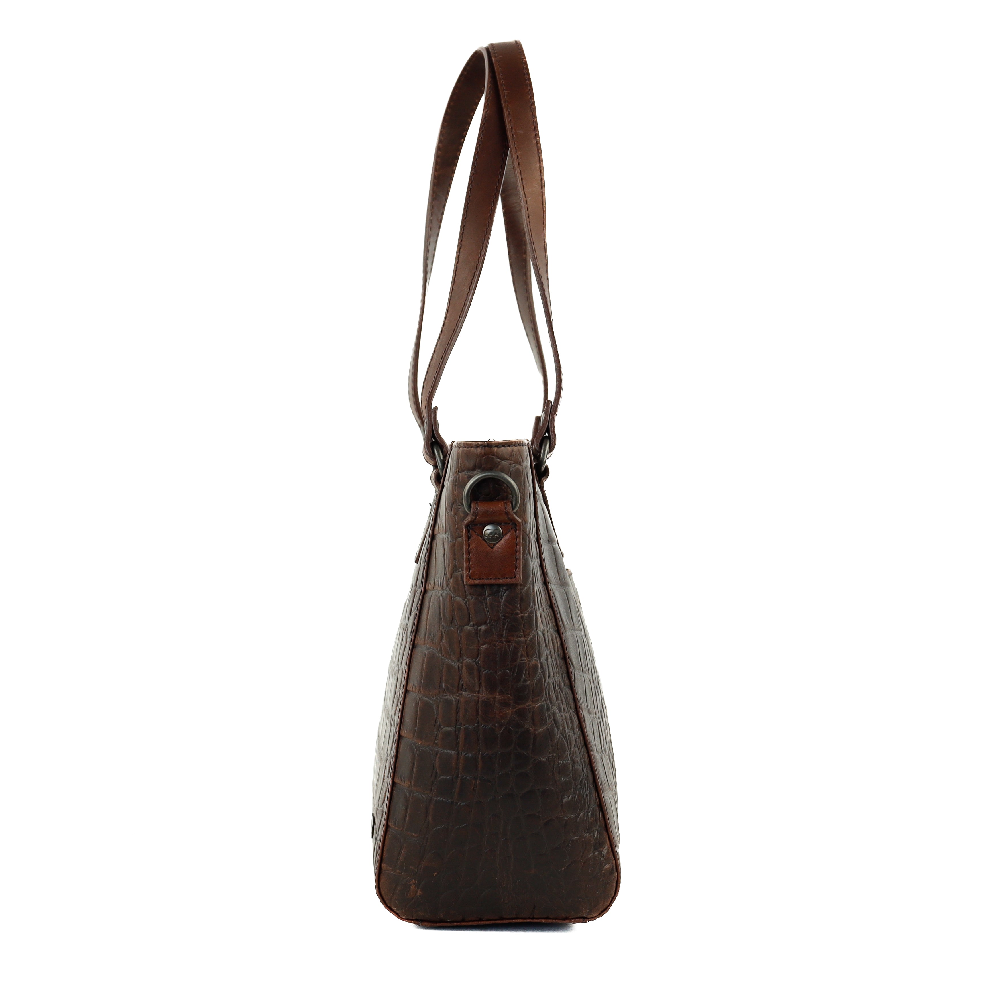 Croco shopper 'Chiara' dark brown