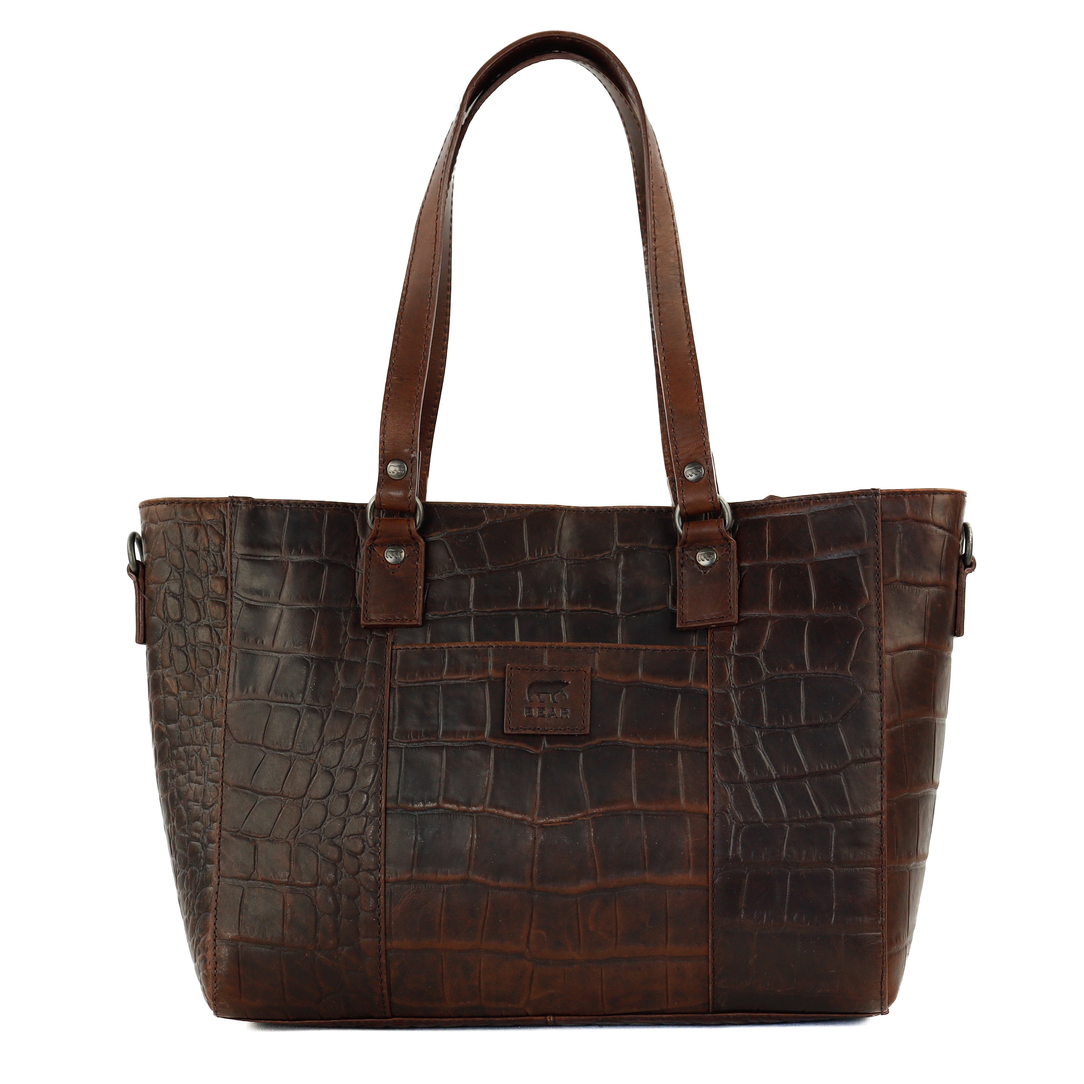 Croco shopper 'Chiara' dark brown