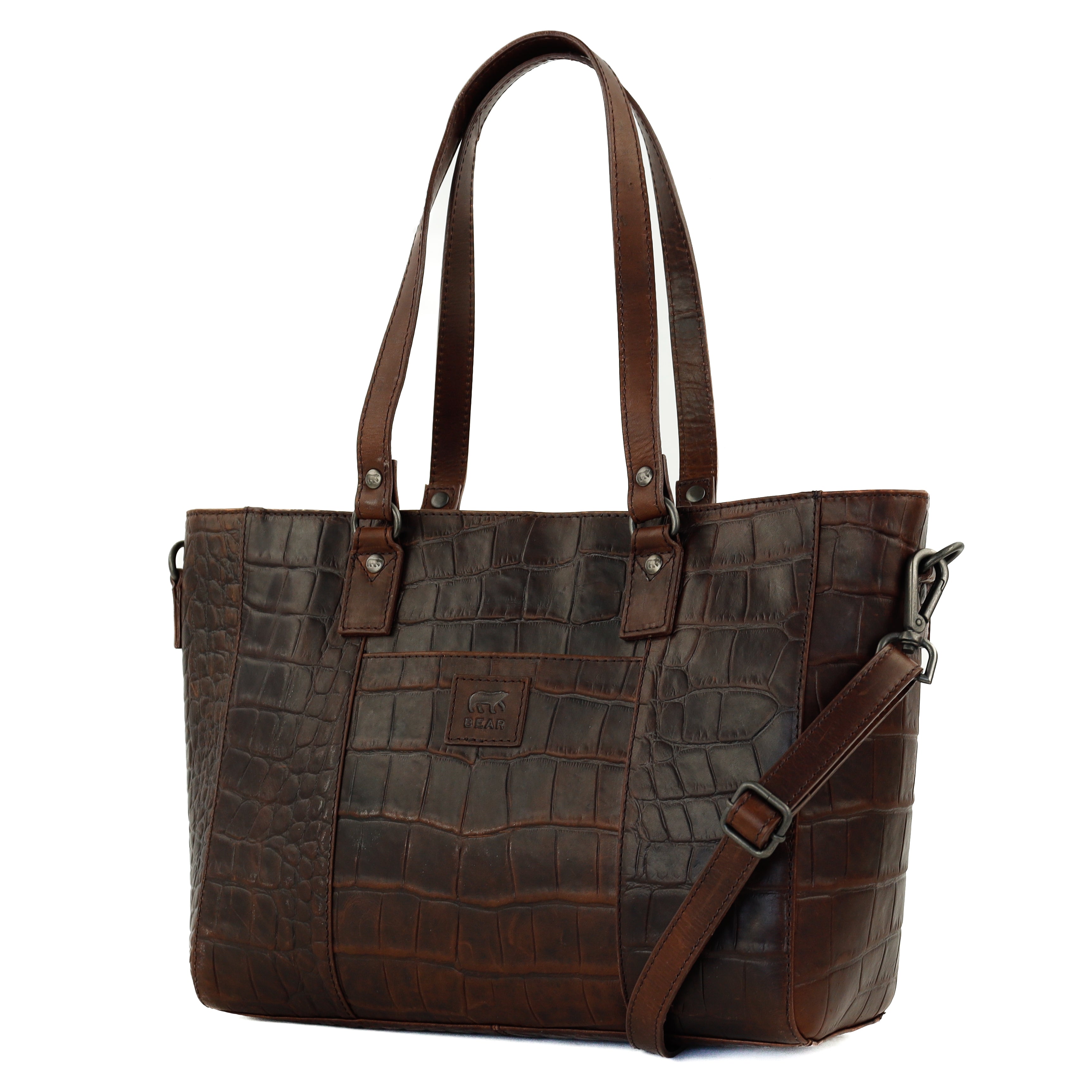 Croco shopper 'Chiara' dark brown