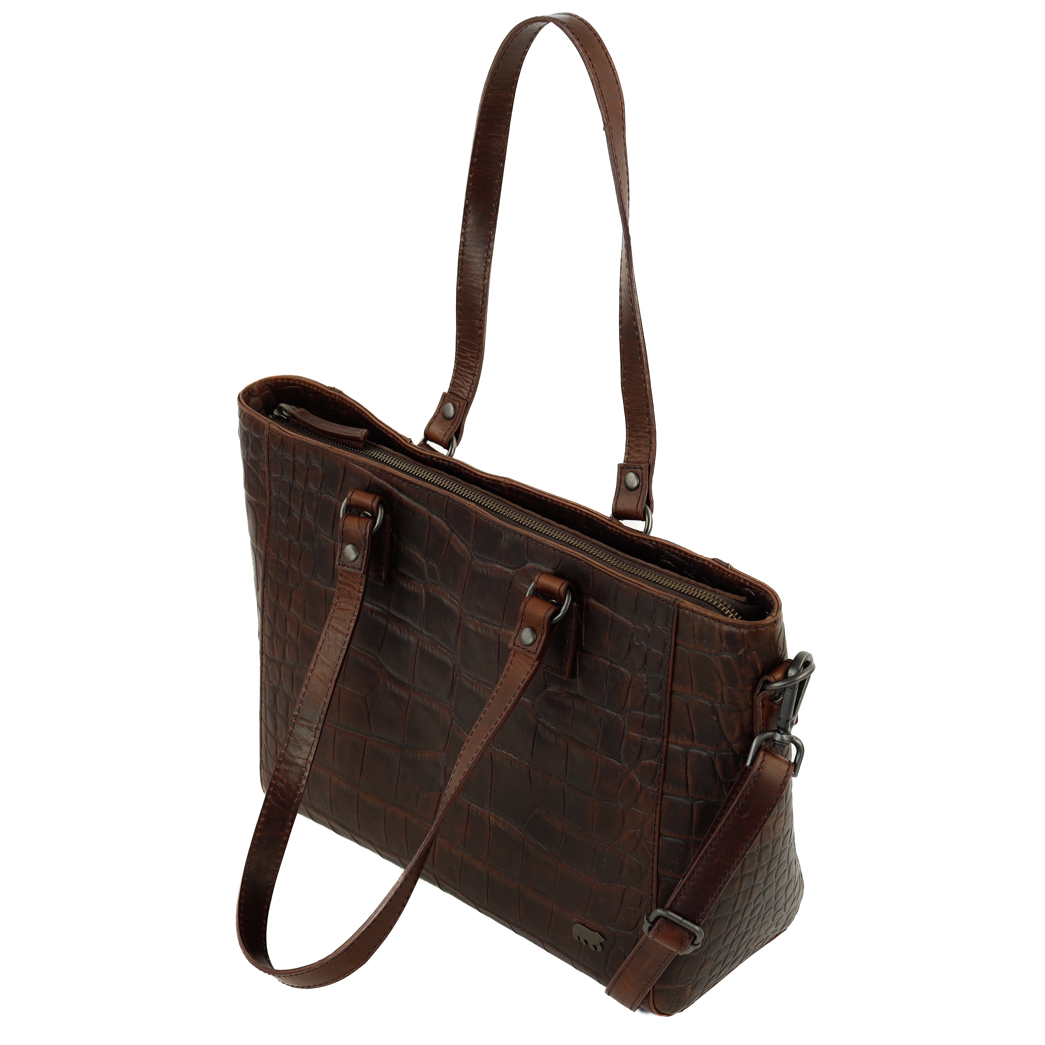 Croco shopper 'Chiara' dark brown