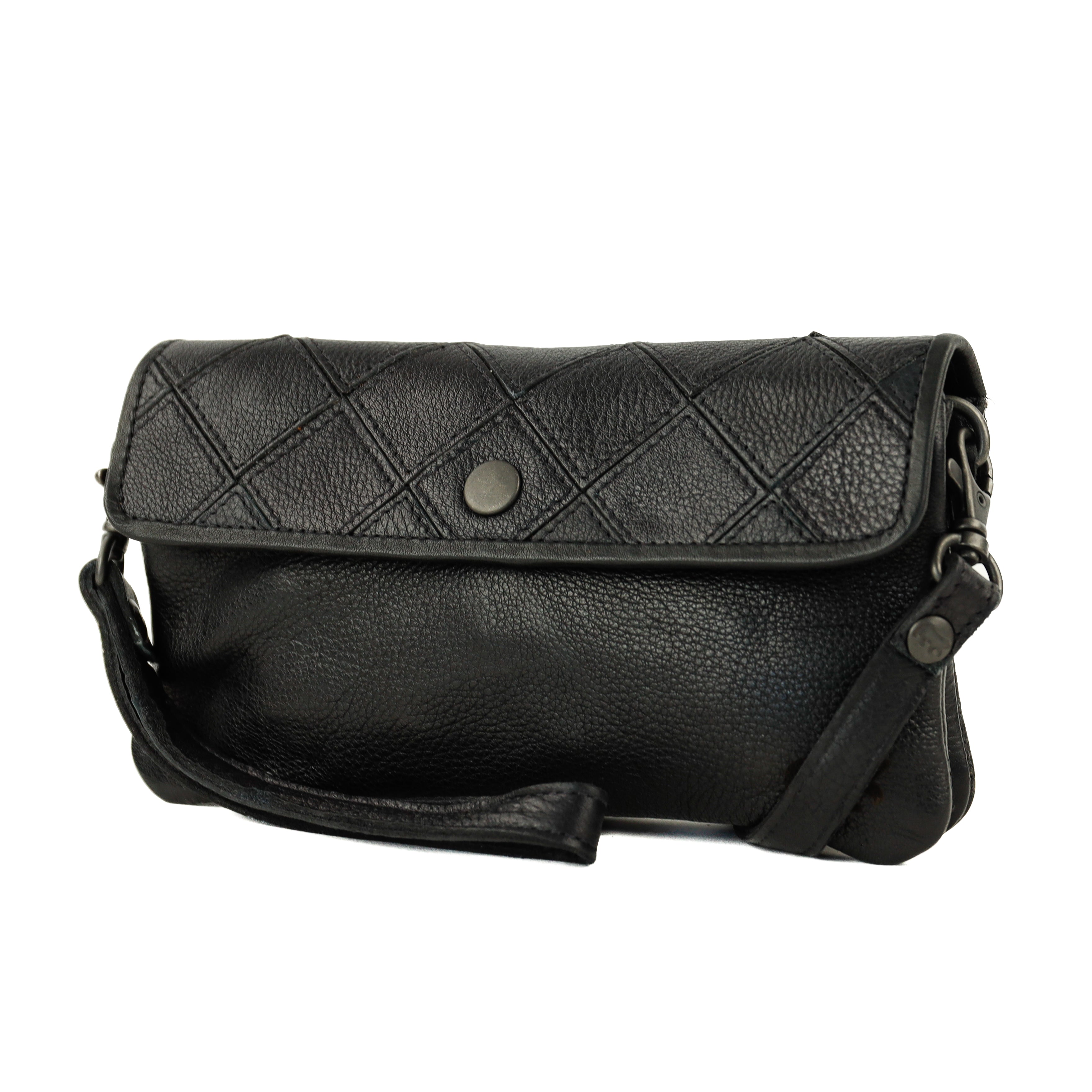 Clutch/mini schoudertasje 'Valentina' zwart