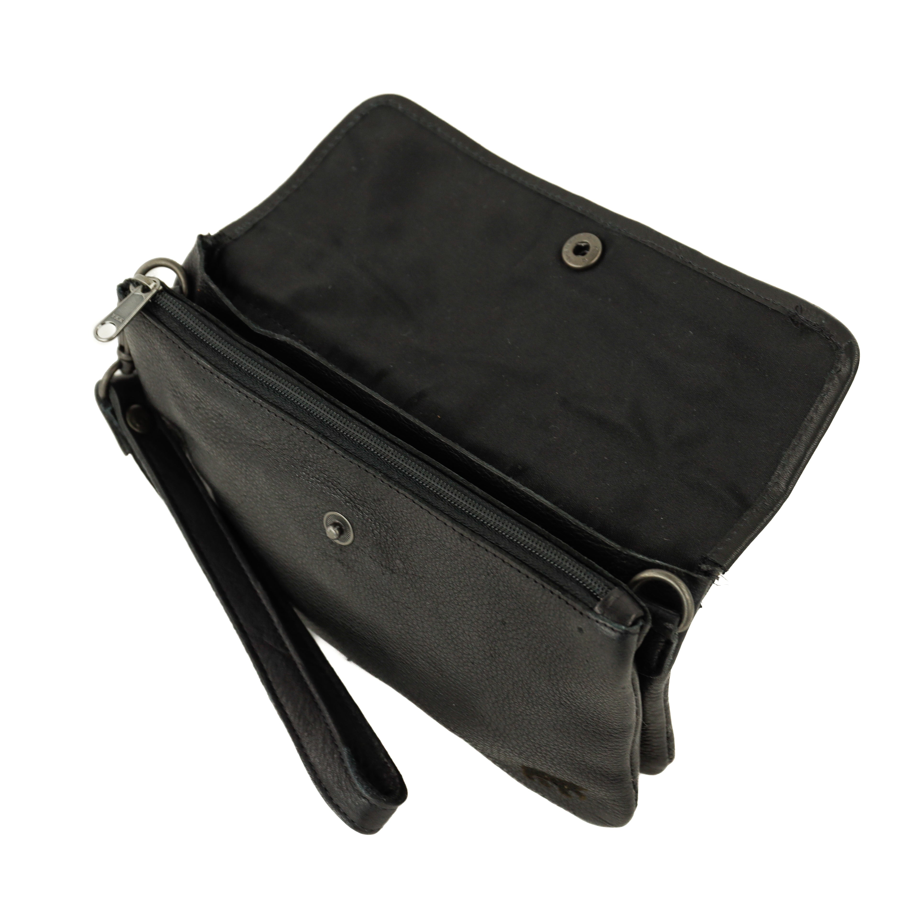Clutch/mini schoudertasje 'Valentina' zwart