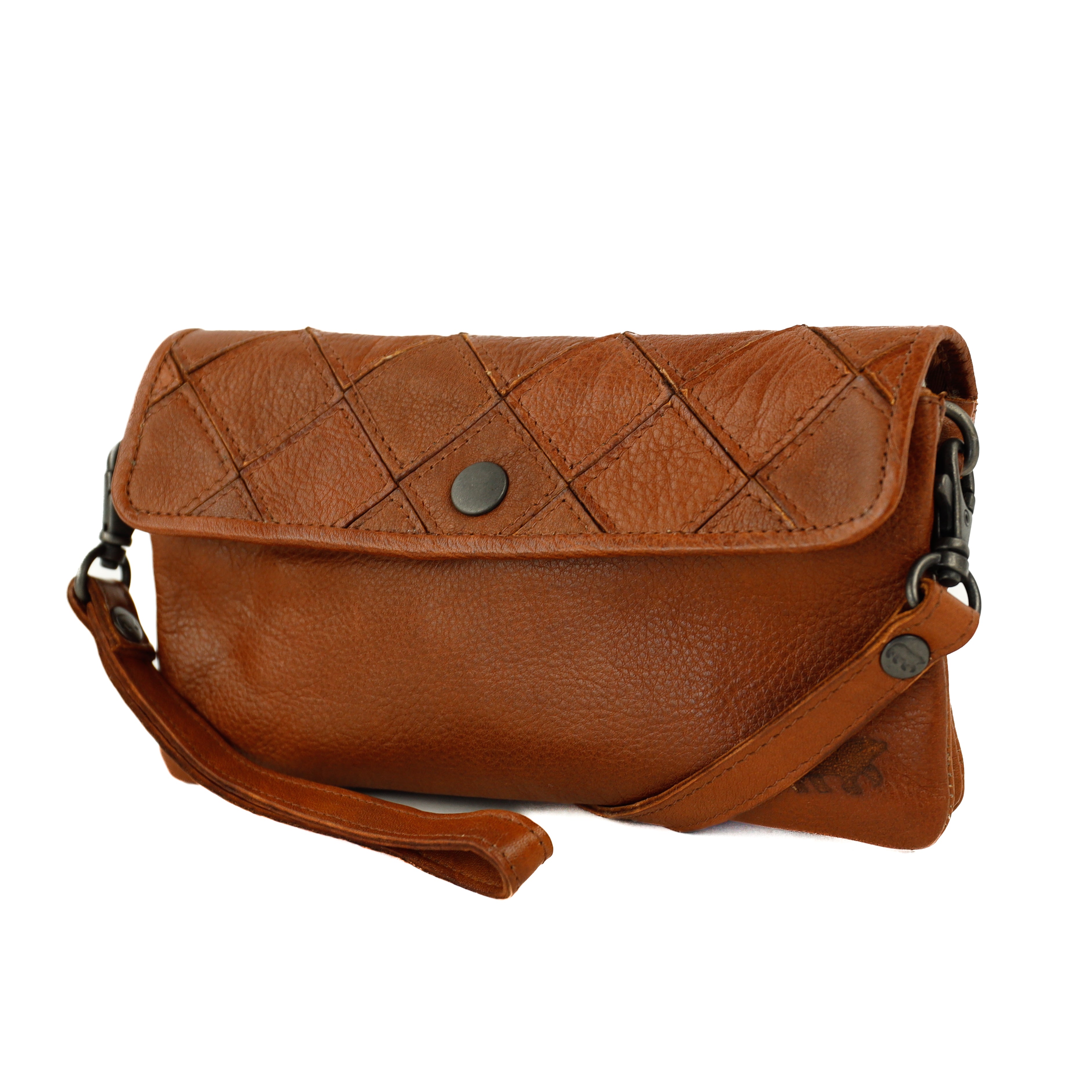 Clutch/mini schoudertasje 'Valentina' cognac