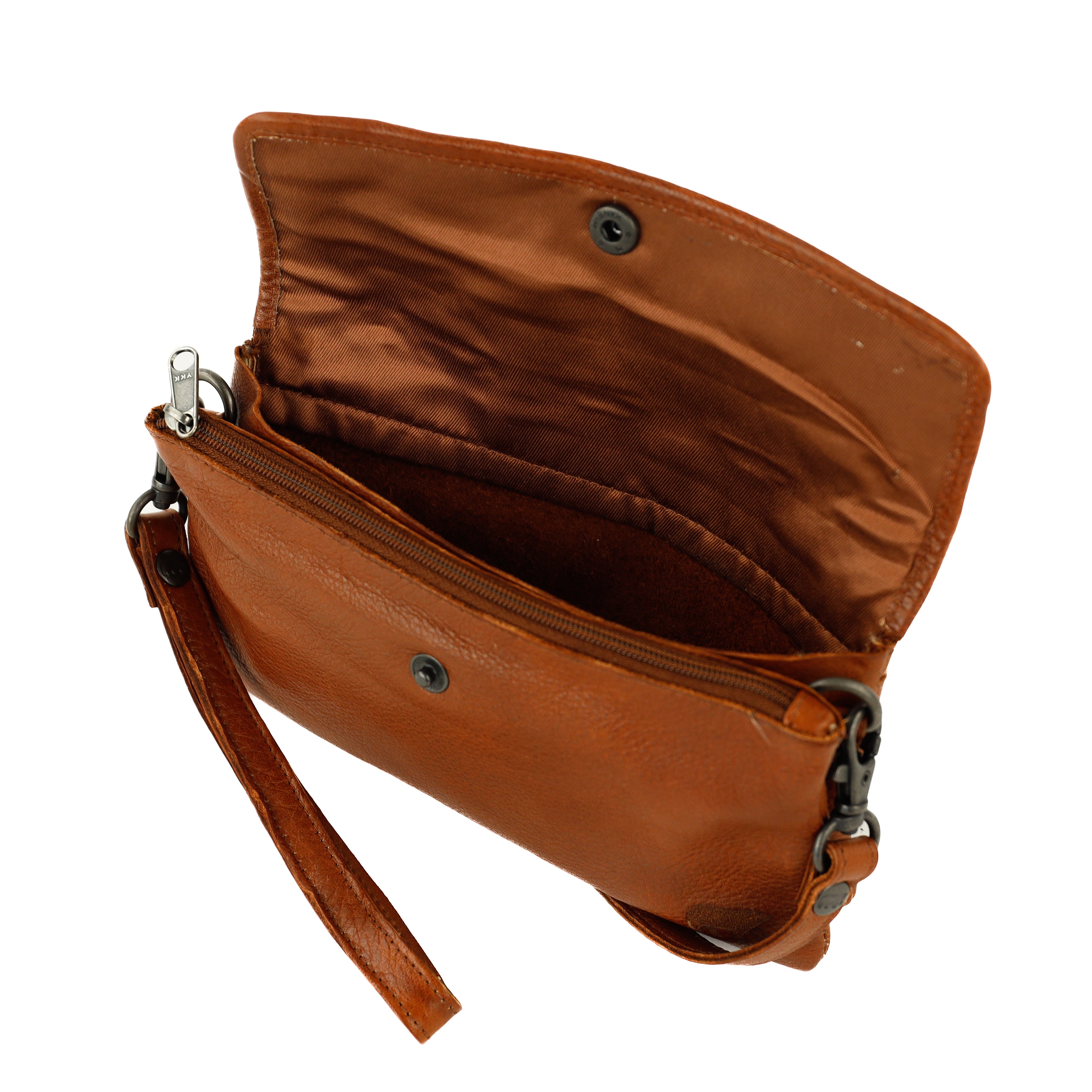 Clutch/mini schoudertasje 'Valentina' cognac