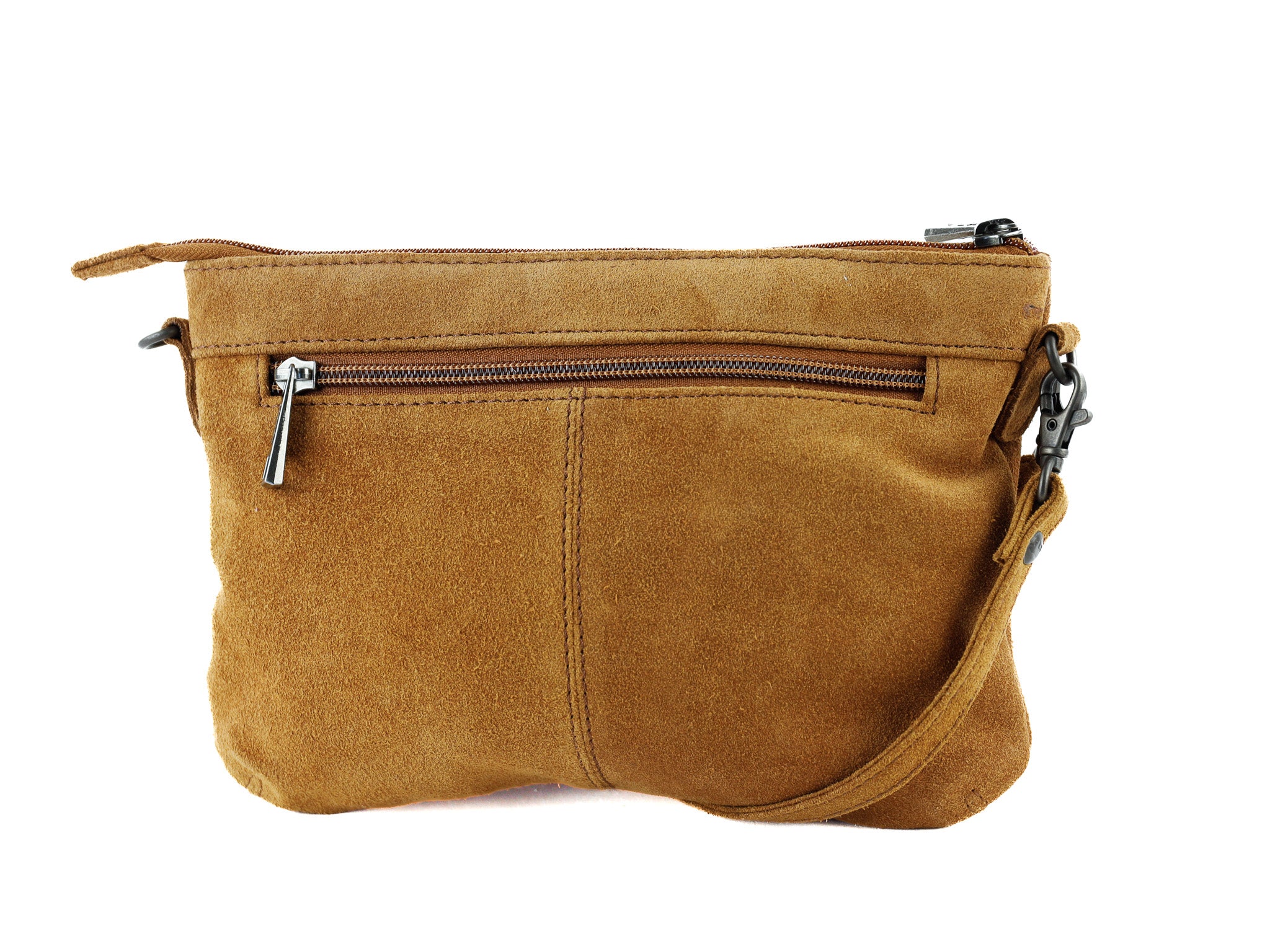 Suede shoulder bag 'Julie' cognac