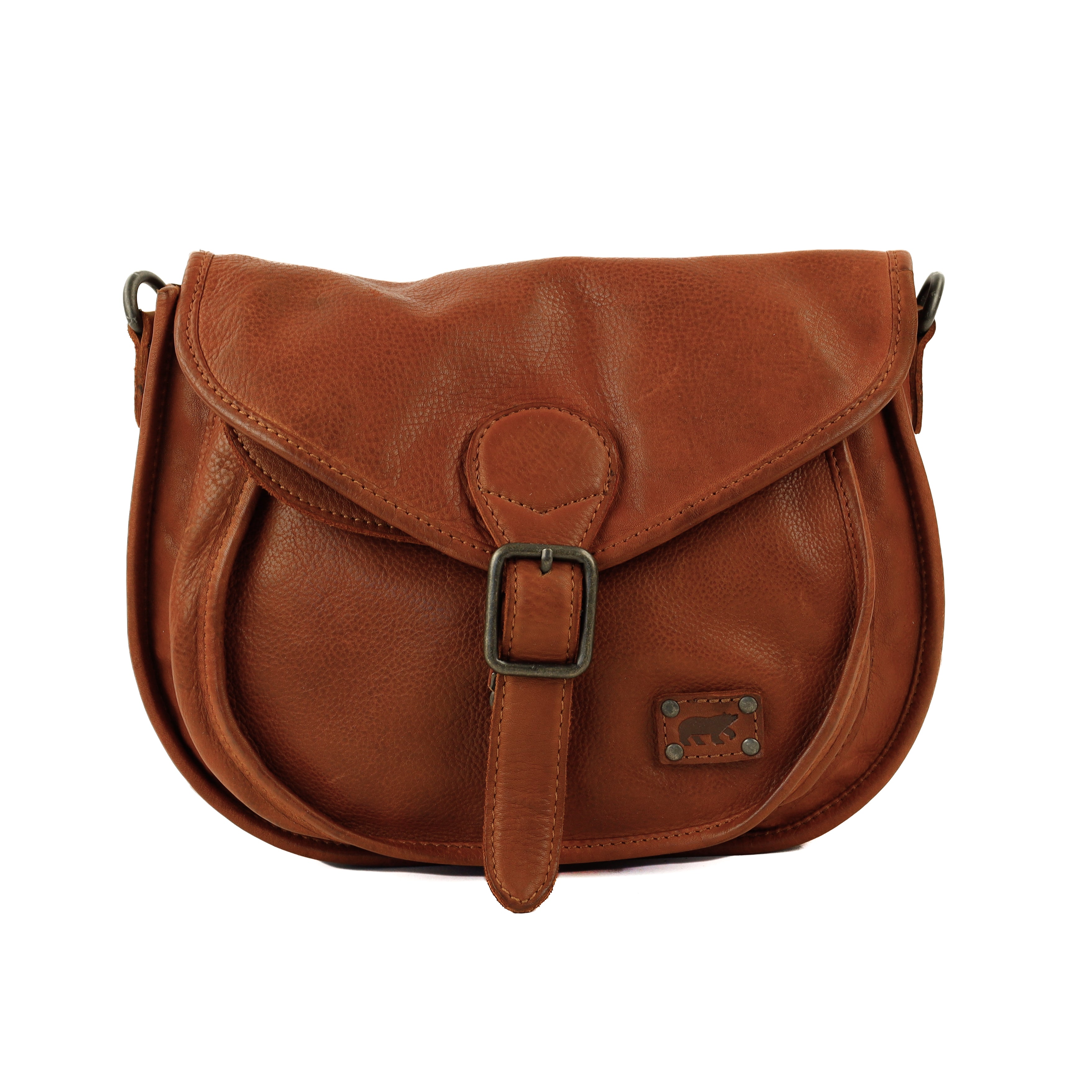 Schoudertas met flap 'Roxanne' cognac