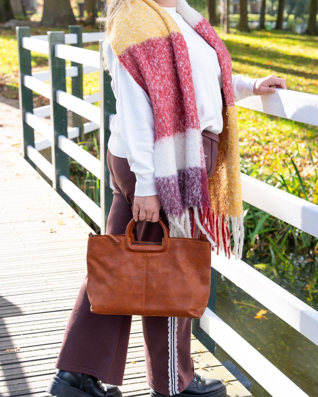 Sac à main/bandoulière 'Jasmijn' L cognac