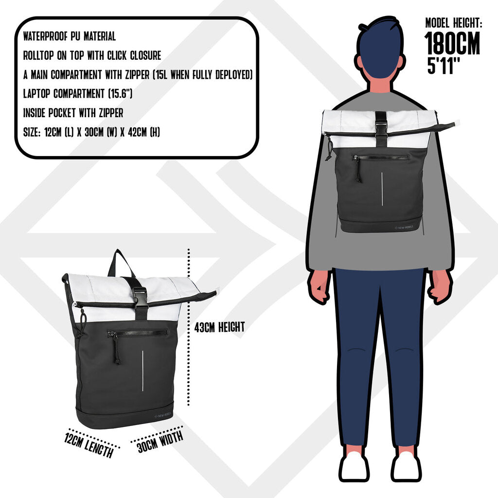 Waterafstotende rugzak 'Mart' black/grey 16L