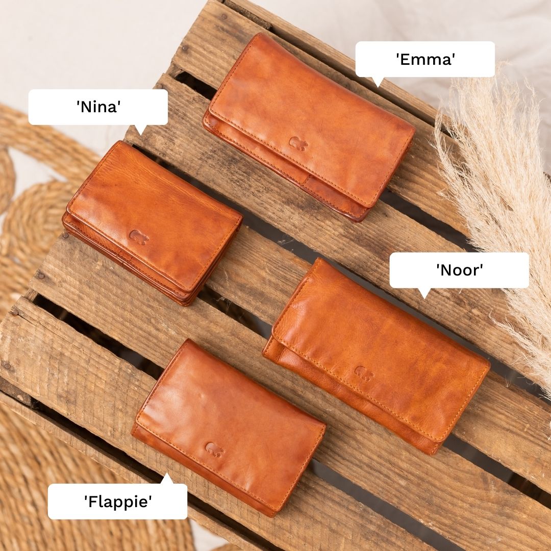 Overslag portemonnee 'Flappie' cognac