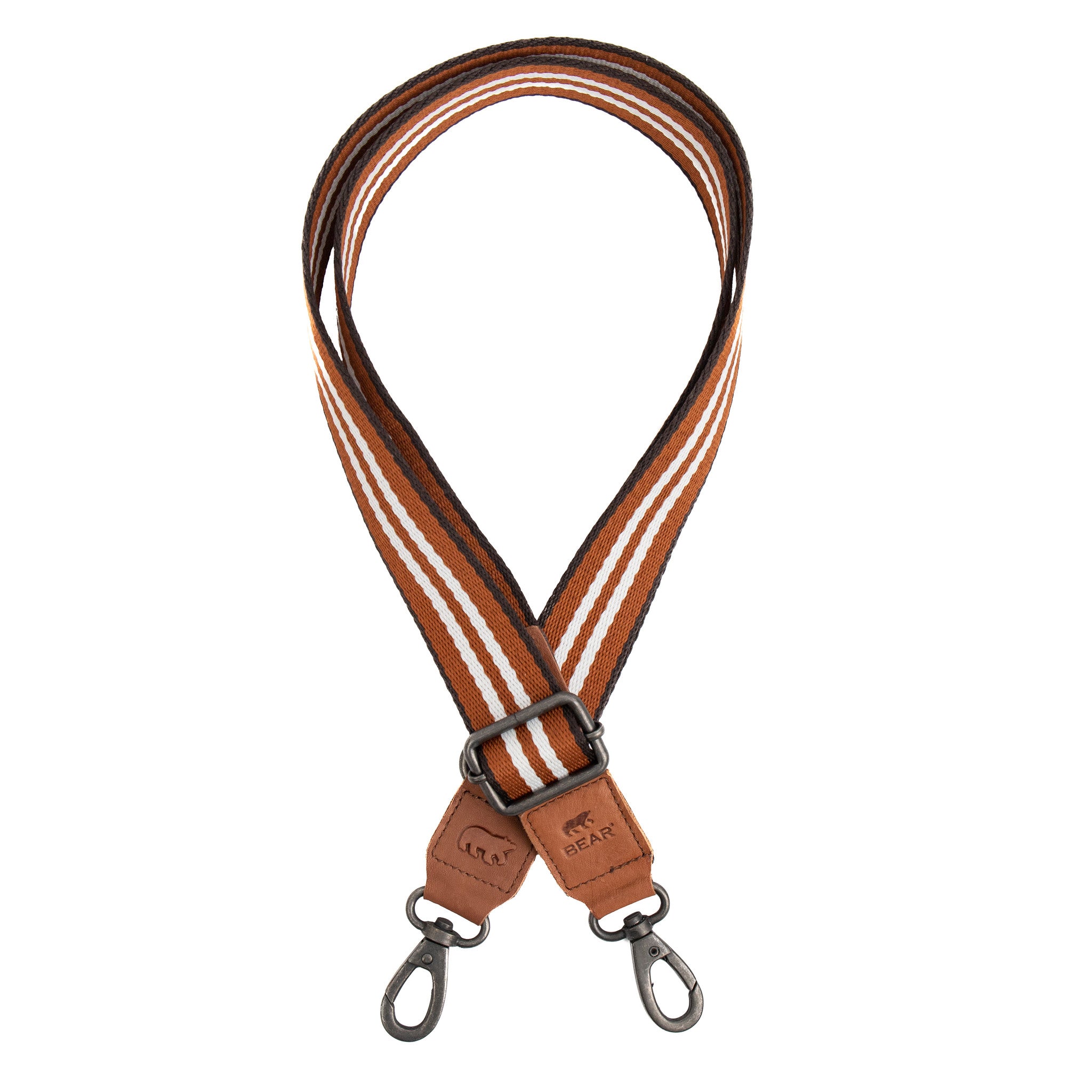 Bag strap 'Puck' cognac/white