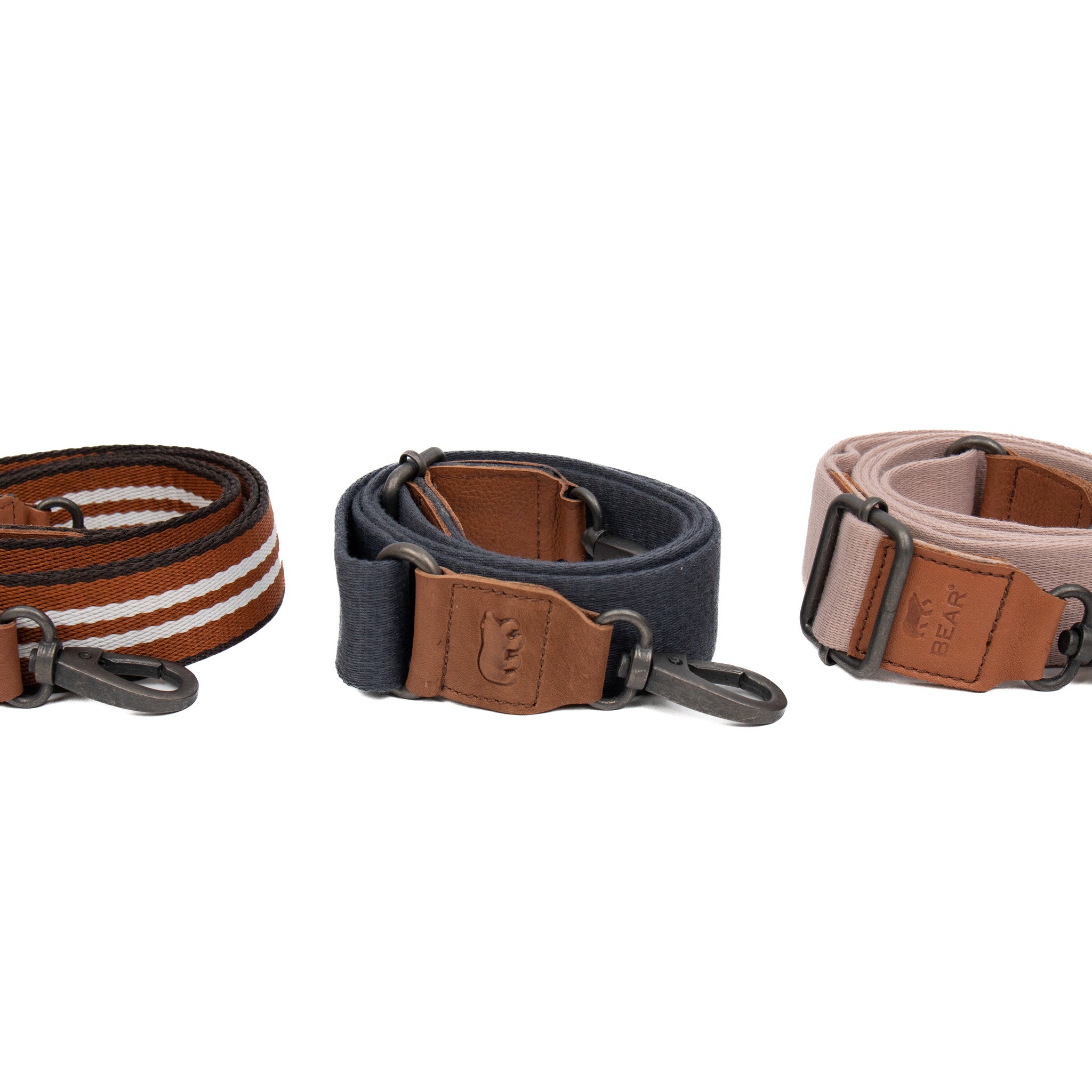 Bag strap 'Puck' cognac/white