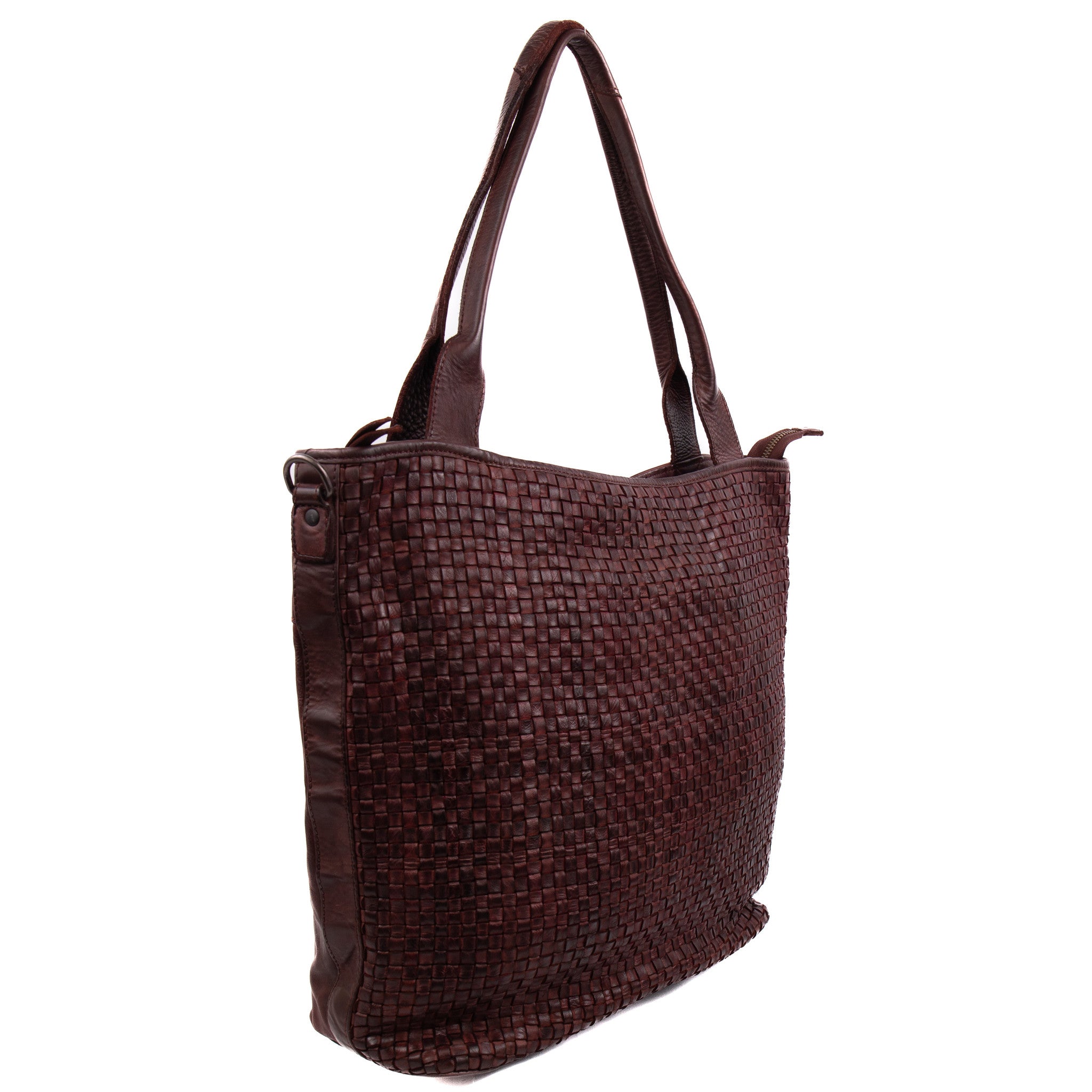 Gevlochten shopper 'Thea' bordeaux