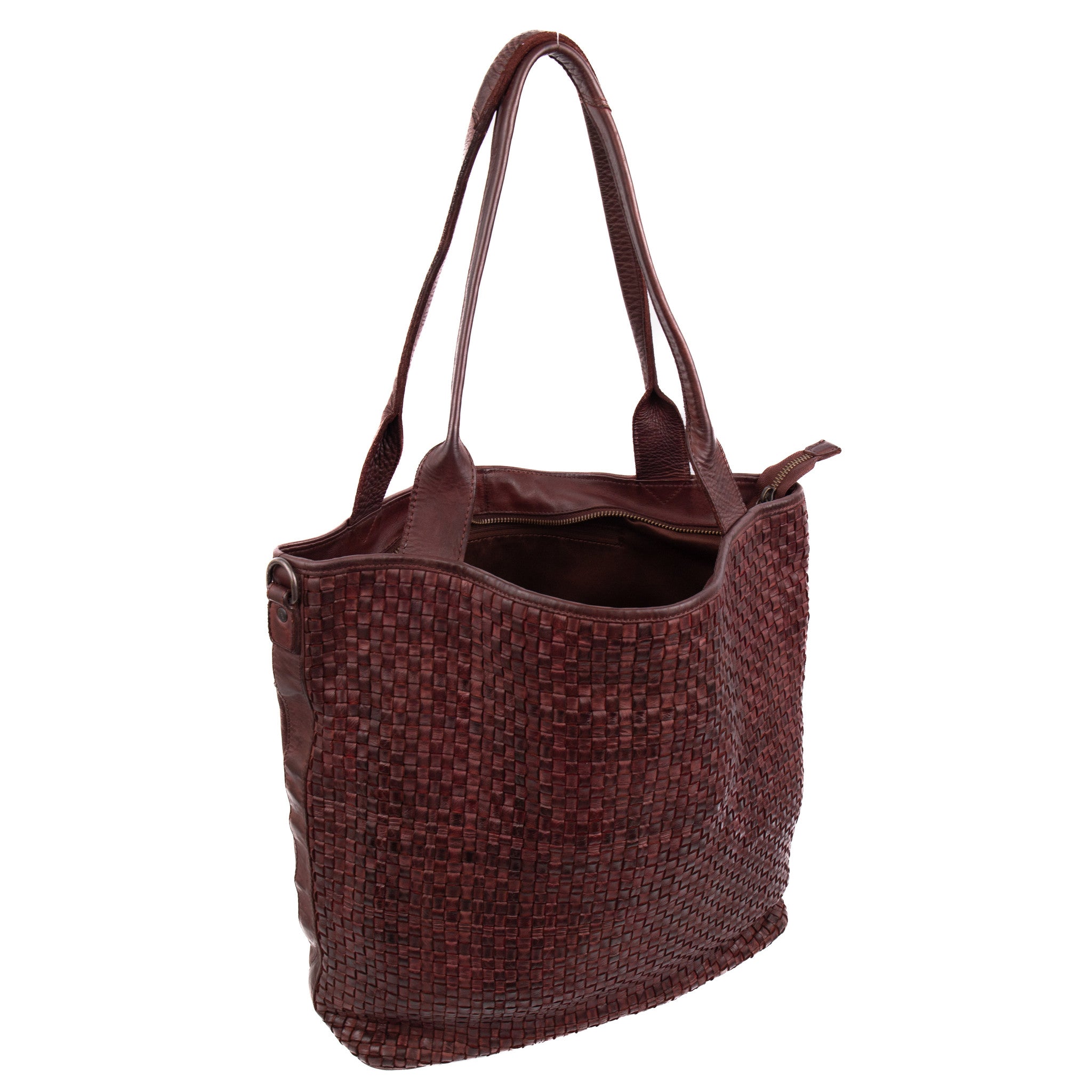 Gevlochten shopper 'Thea' bordeaux