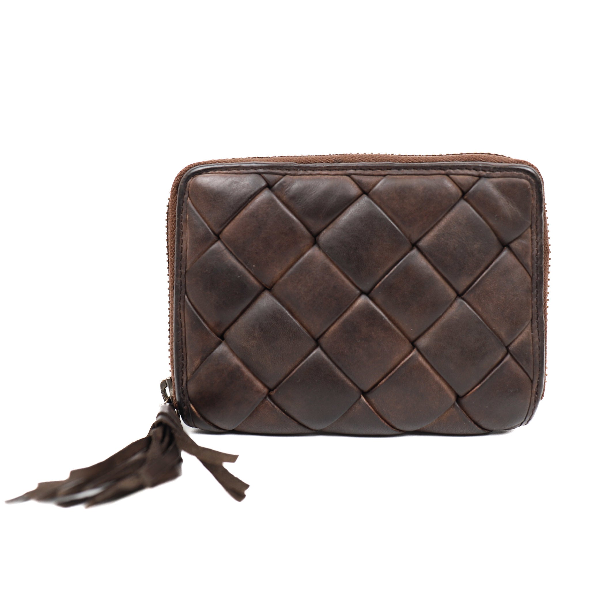 Braided wallet 'Marijn' dark brown